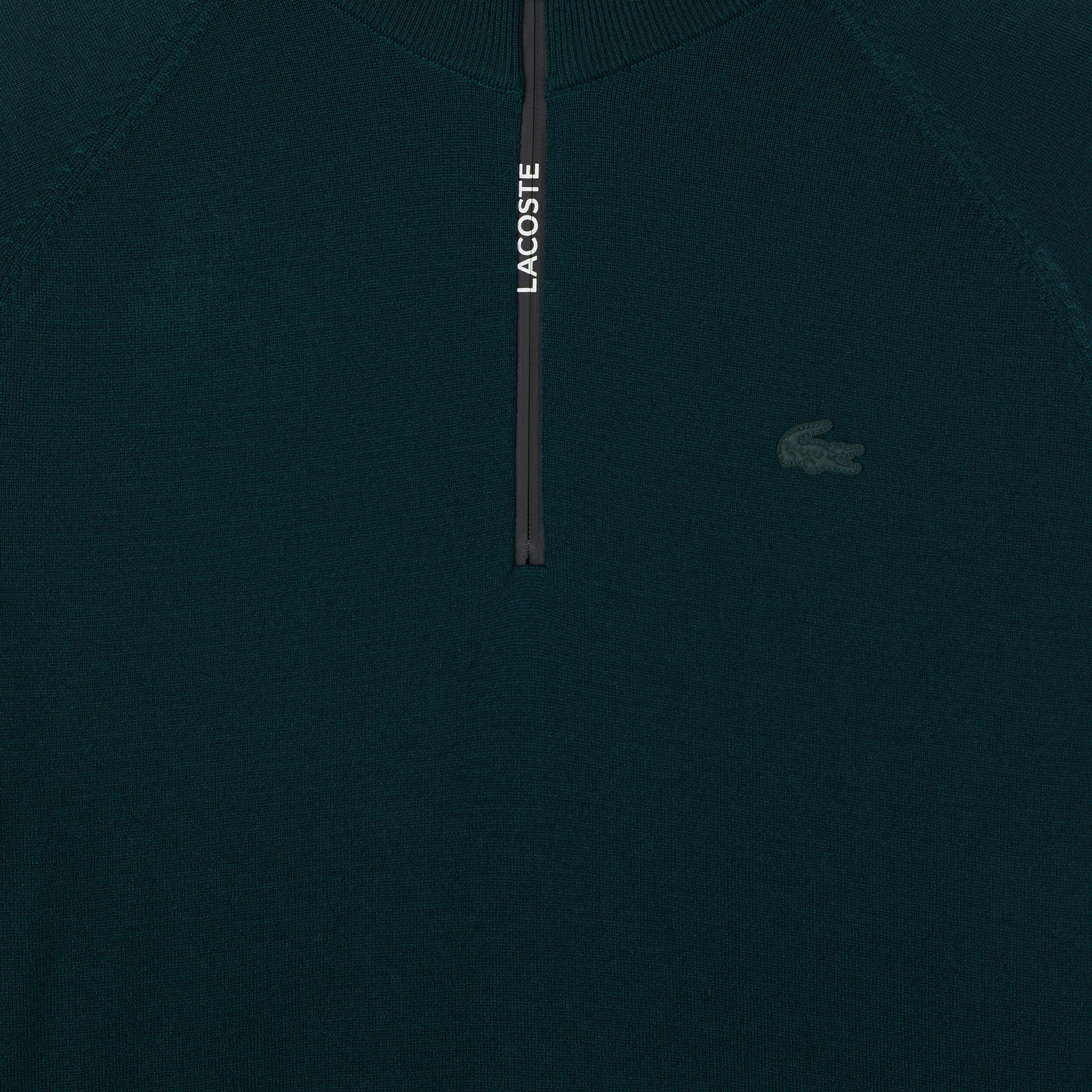 Erkek Regular Fit Yarım Fermuarlı Koyu Yeşil Triko