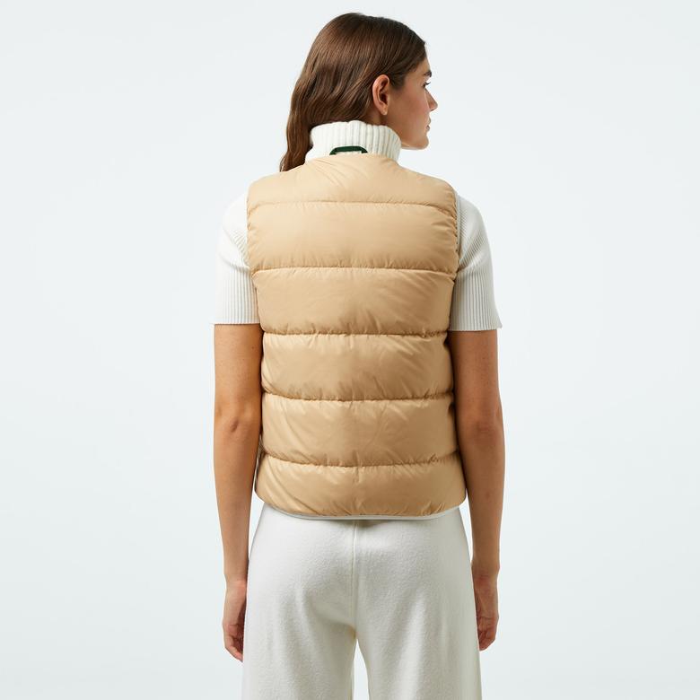 Kadın Regular Fit Dik Yaka Kapitone Çift Taraflı Beyaz Yelek