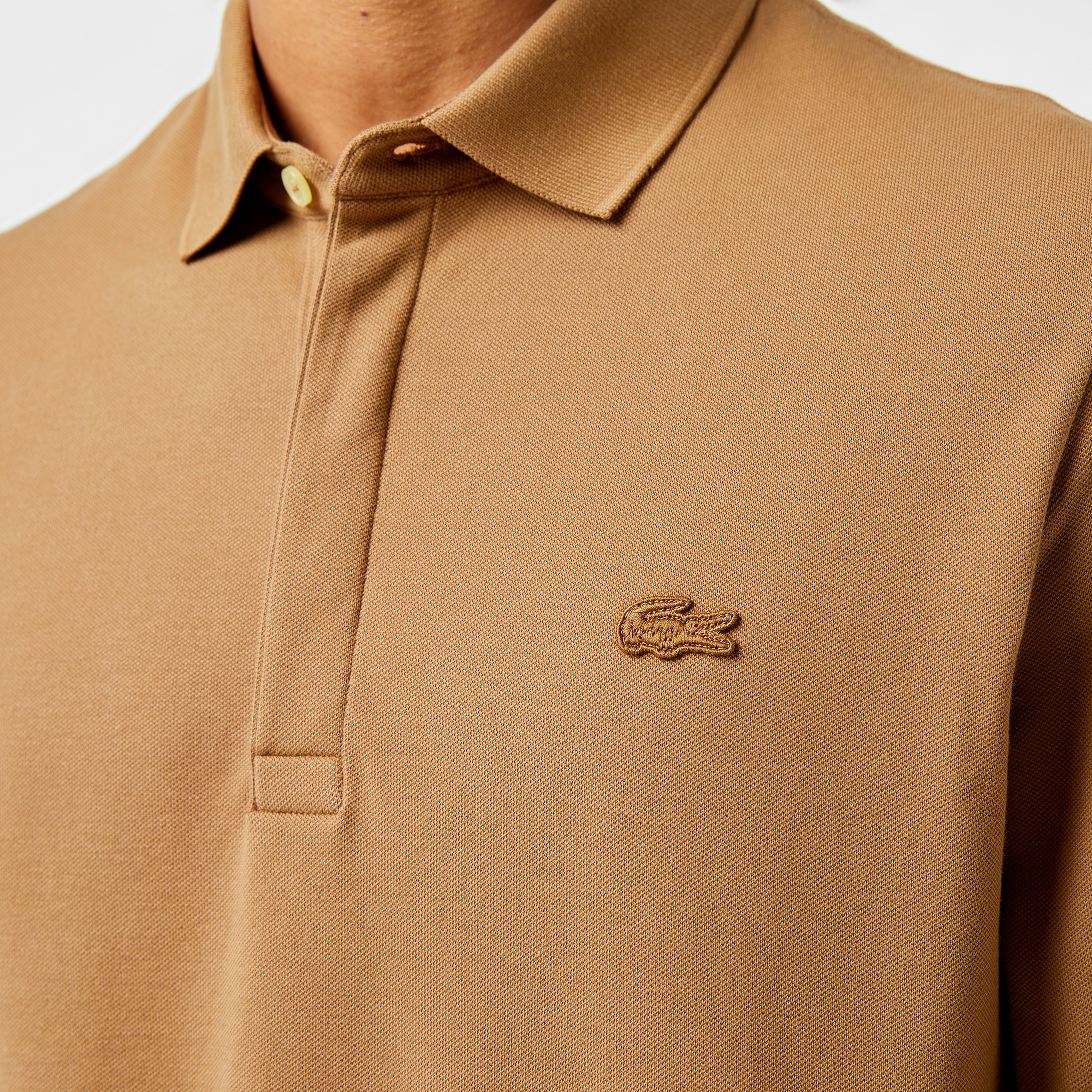 Erkek Regular Fit Uzun Kollu Kahverengi Paris Polo