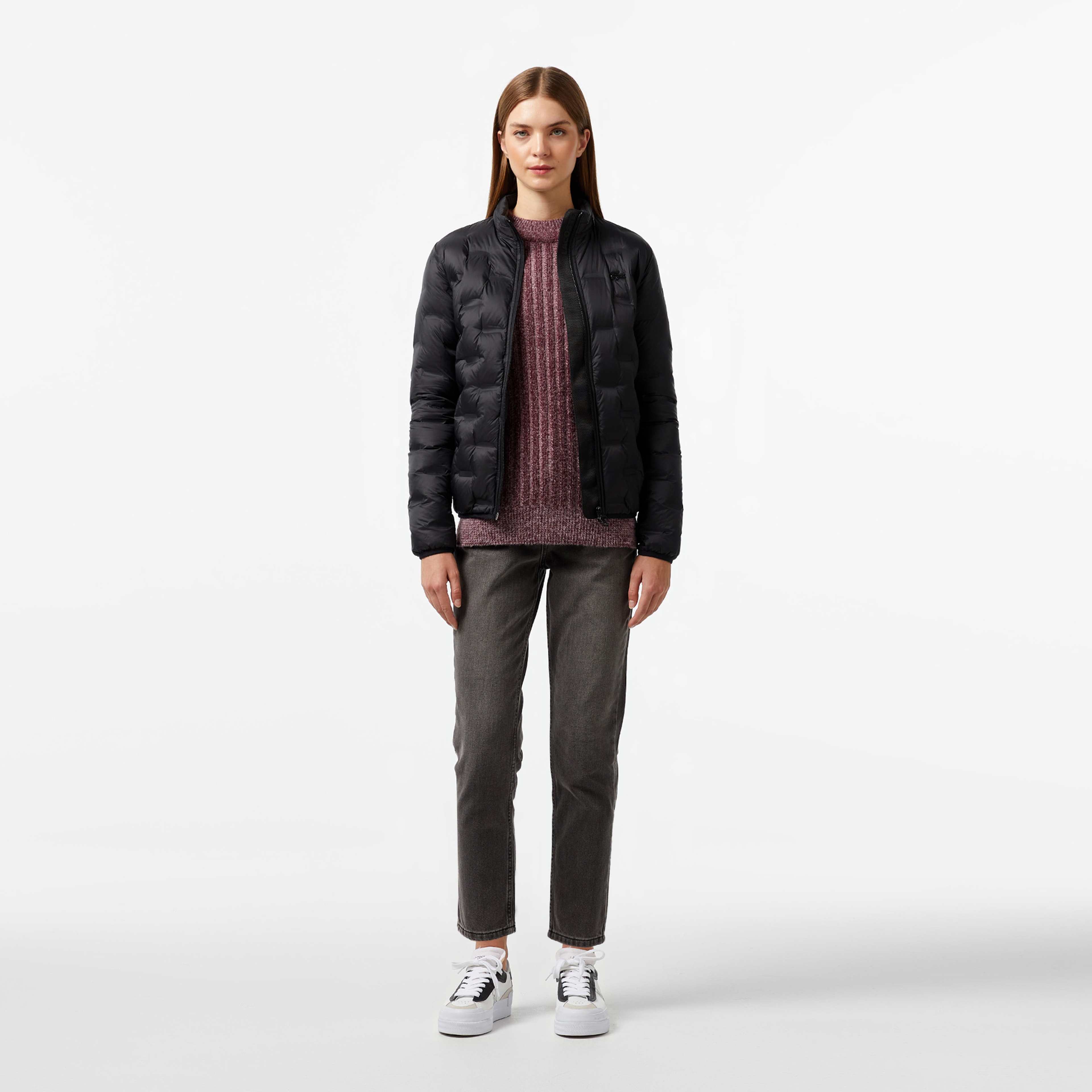 Kadın Regular Fit Kapüşonlu Kapitone Siyah Mont