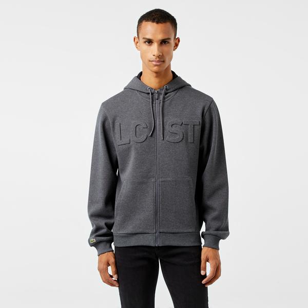 Erkek Relaxed Fit Kapüşonlu Baskılı Gri Sweatshirt