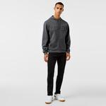 Erkek Relaxed Fit Kapüşonlu Baskılı Gri Sweatshirt
