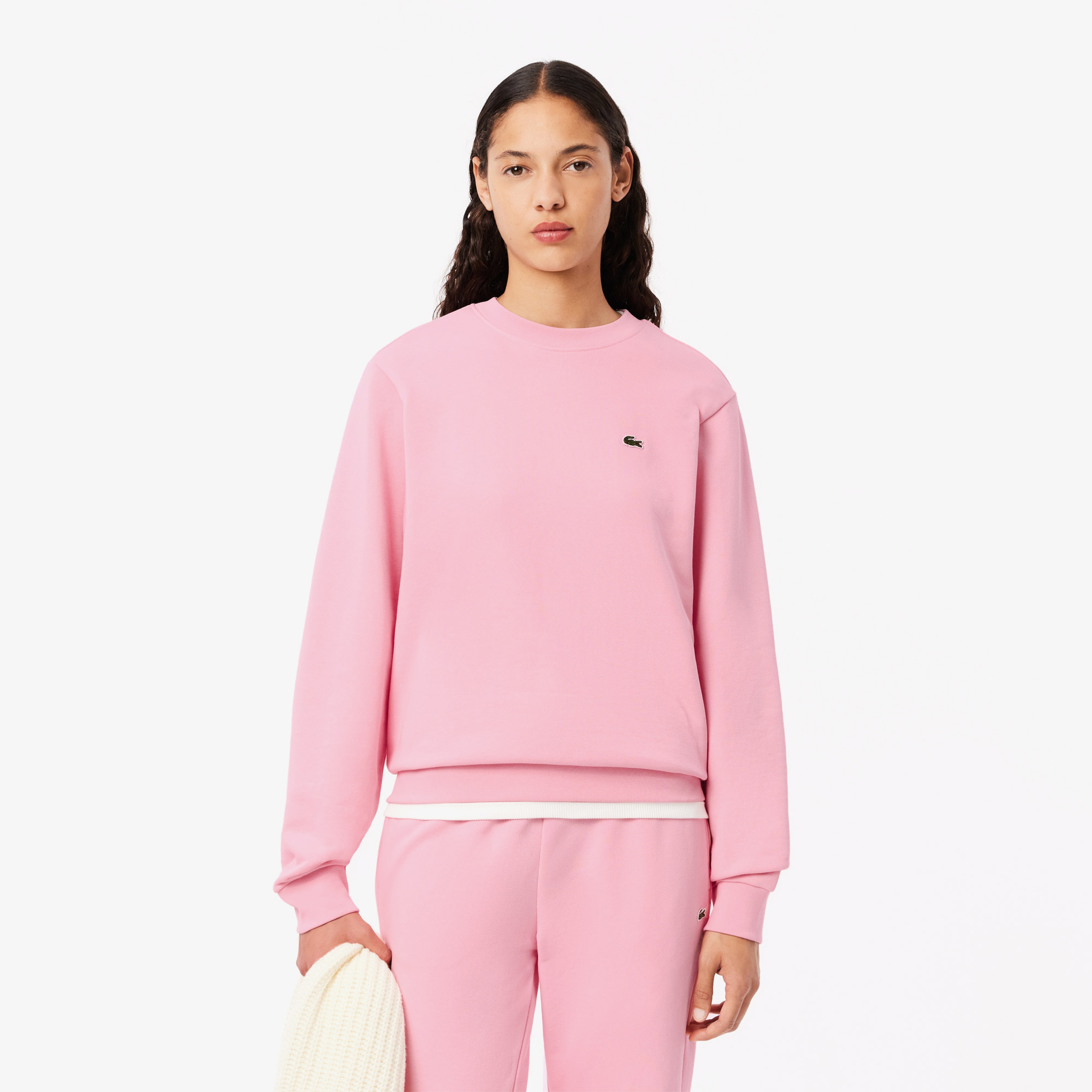 Kadın Regular Fit Bisiklet Yaka Açık Pembe Sweatshirt