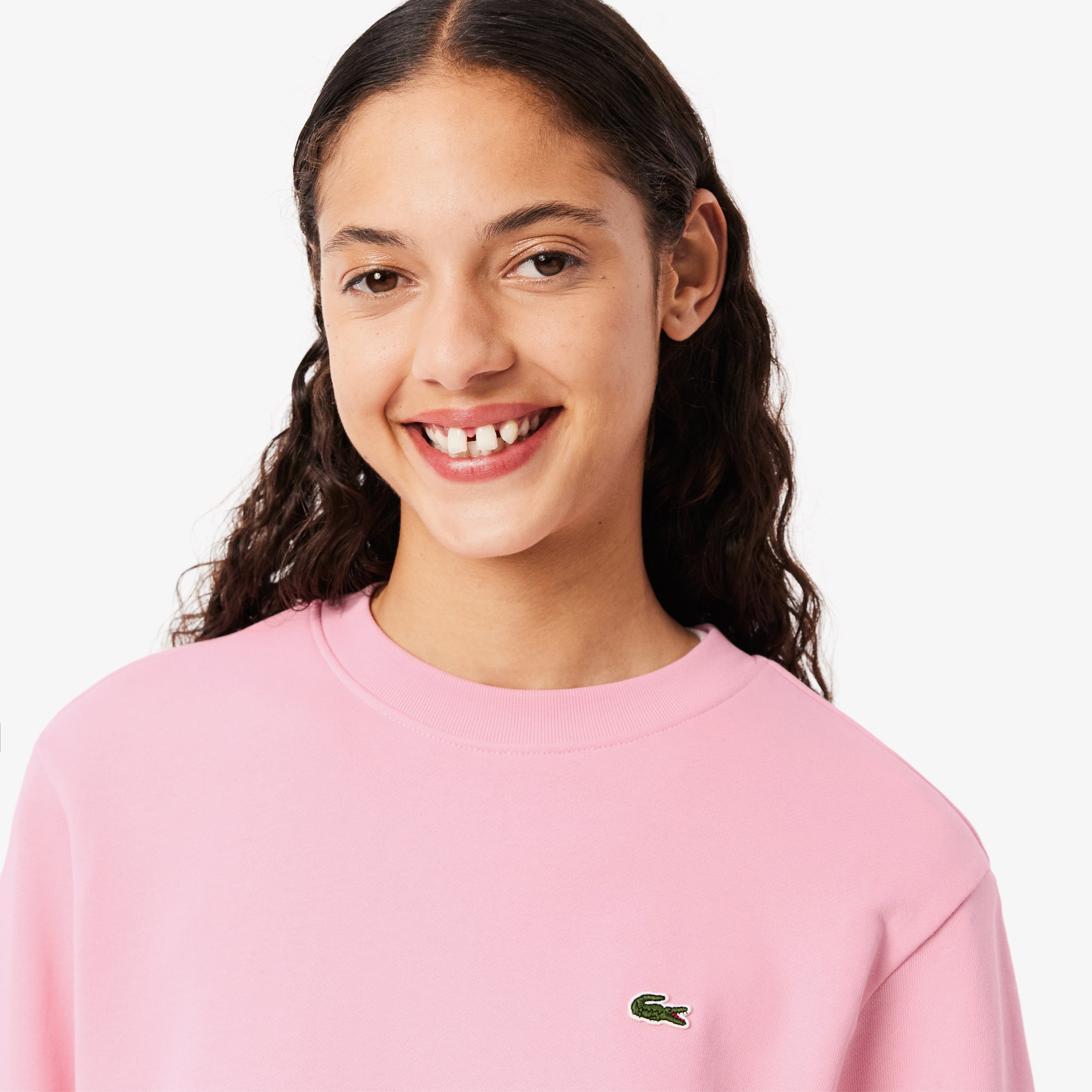 Kadın Regular Fit Bisiklet Yaka Açık Pembe Sweatshirt