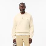 Erkek Classic Fit Yarım Fermuarlı Krem Kazak