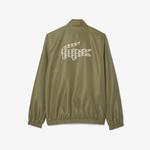 Erkek Regular Fit Fermuarlı Yaka Baskılı Haki Eşofman Takımı