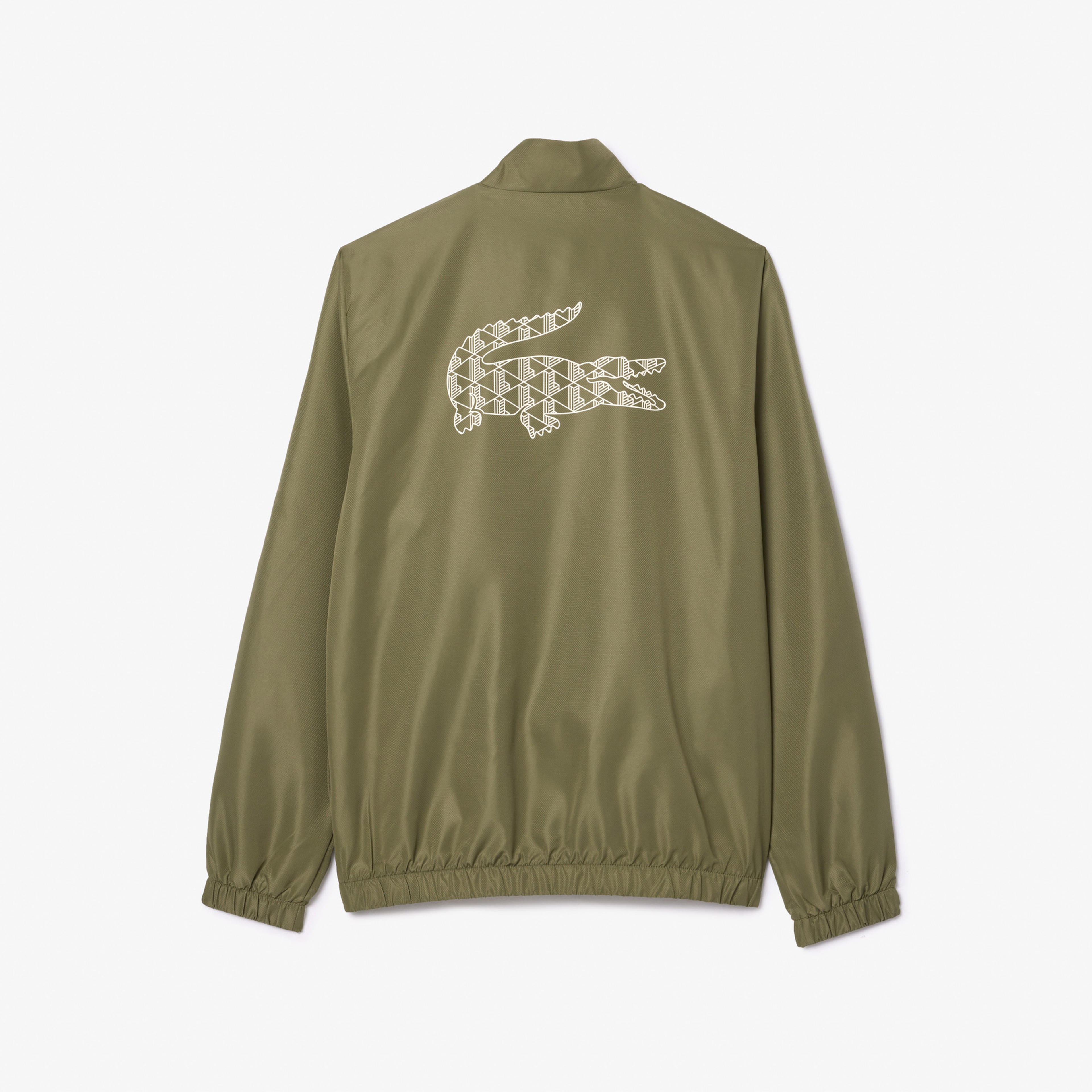 Erkek Regular Fit Fermuarlı Yaka Baskılı Haki Eşofman Takımı