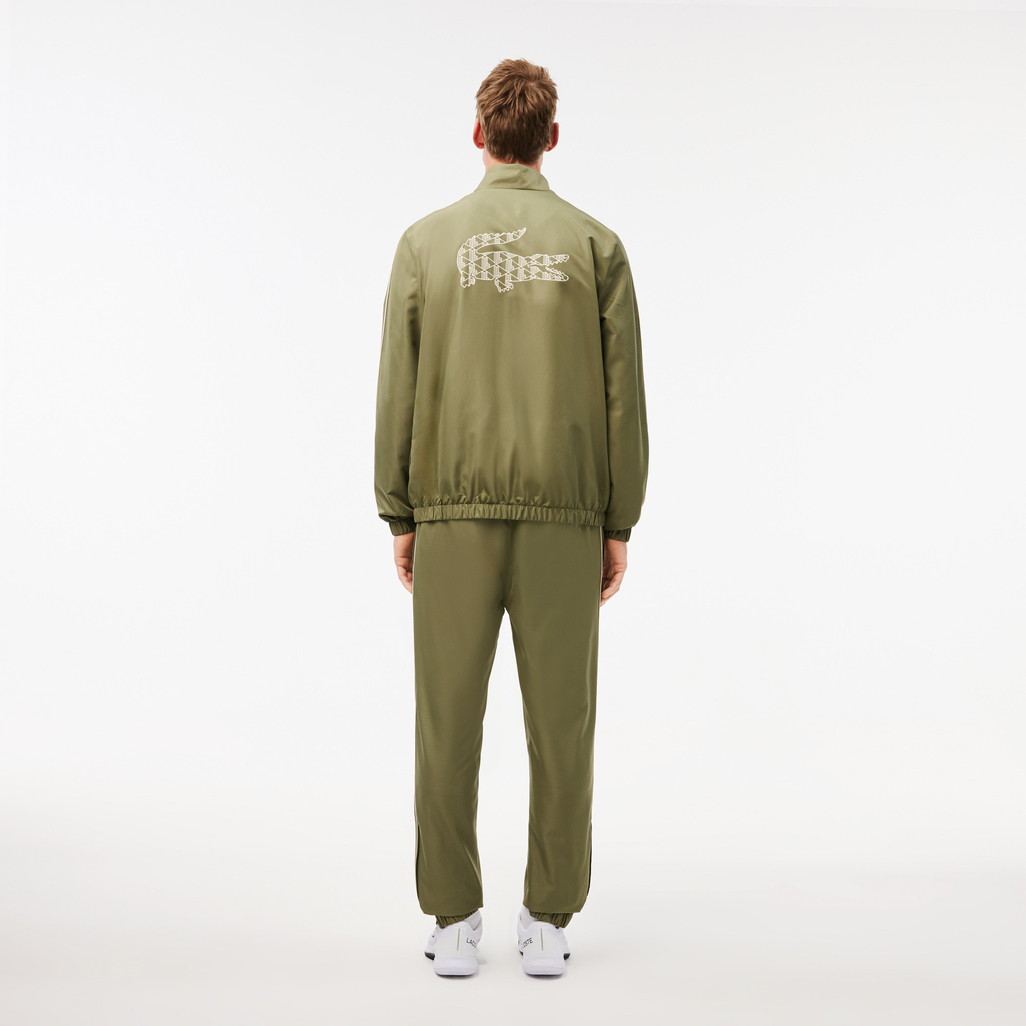 Erkek Regular Fit Fermuarlı Yaka Baskılı Haki Eşofman Takımı2