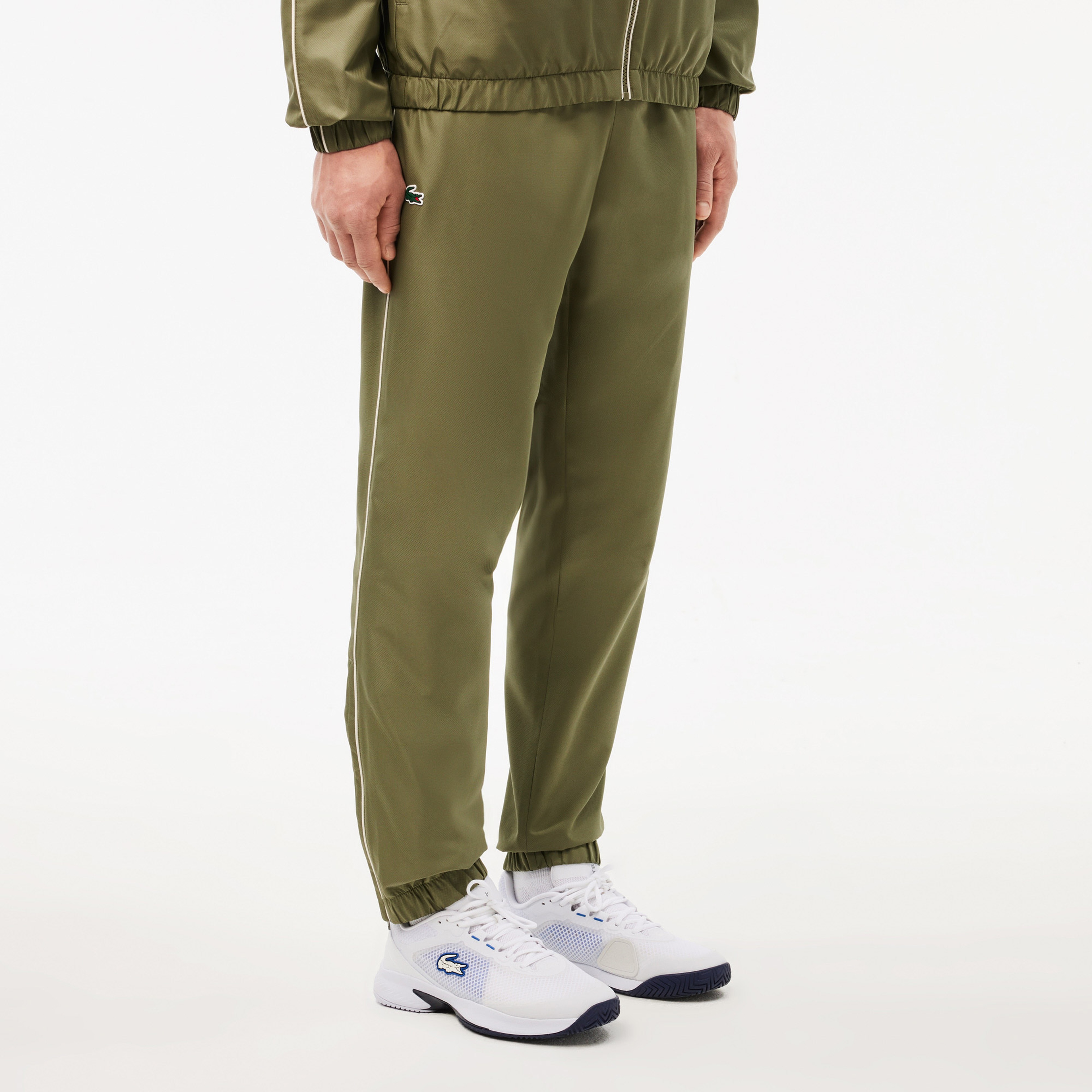 Erkek Regular Fit Fermuarlı Yaka Baskılı Haki Eşofman Takımı