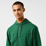 Erkek Relaxed Fit Kapüşonlu Baskılı Yeşil Sweatshirt