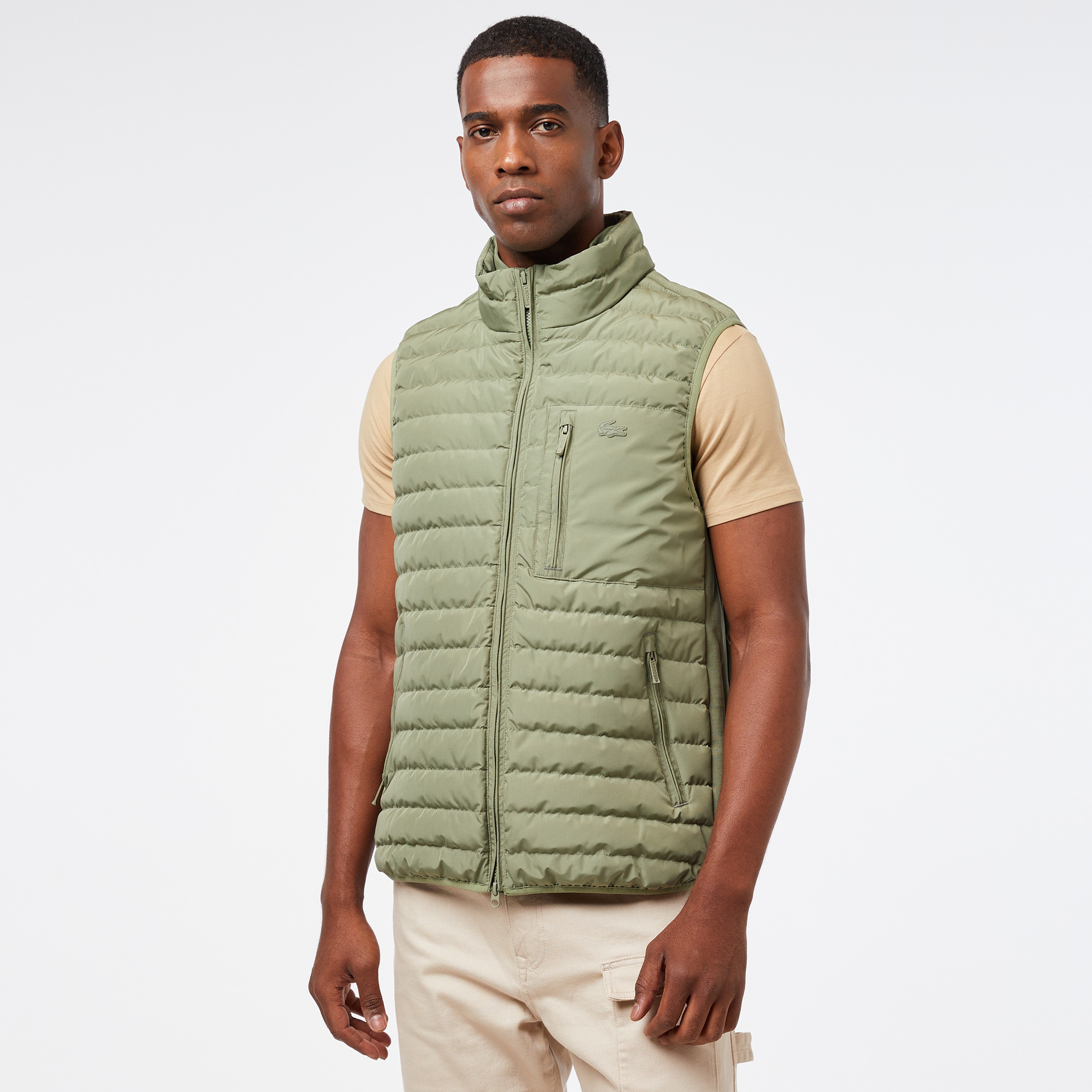 Erkek Dik Yaka Haki Yelek