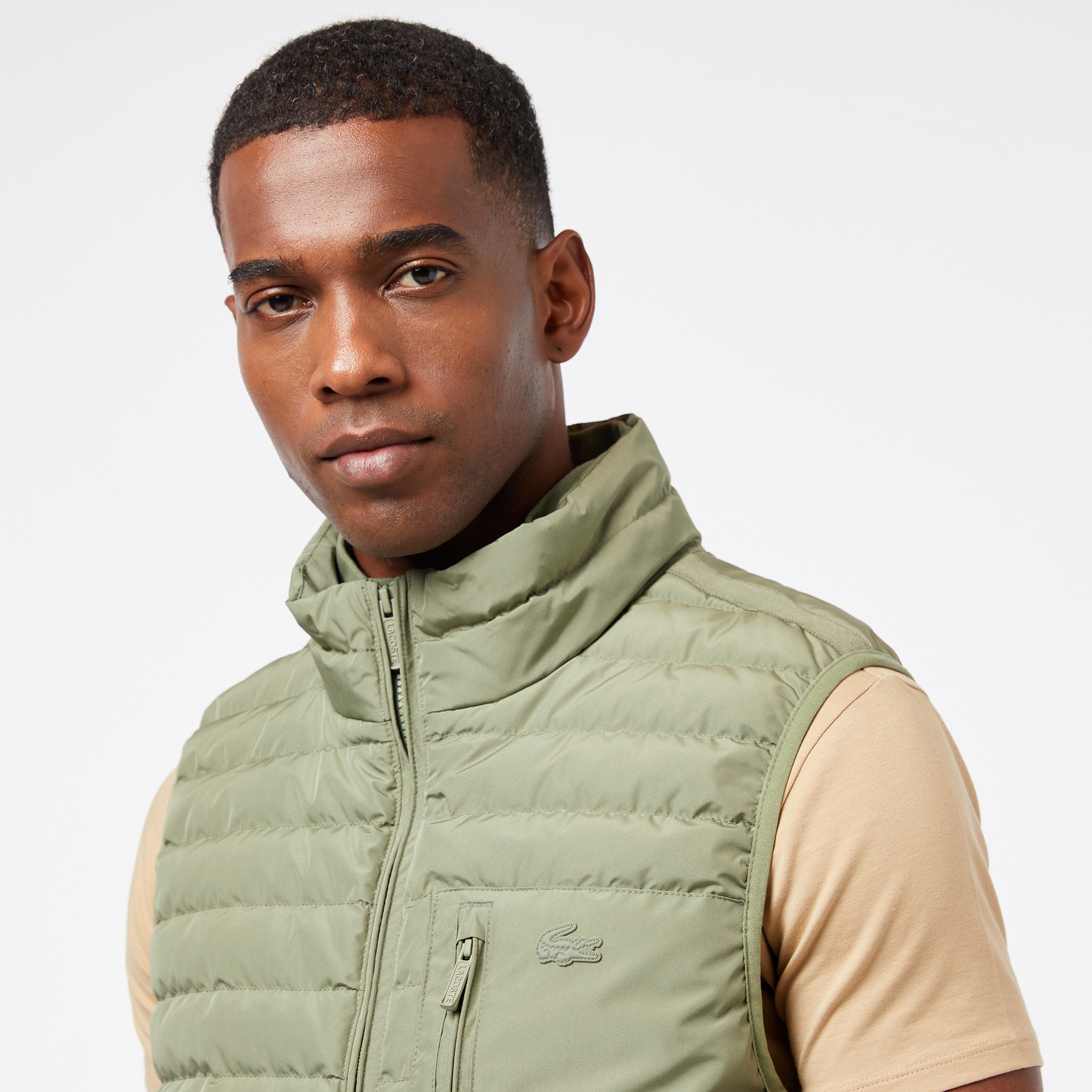 Erkek Dik Yaka Haki Yelek