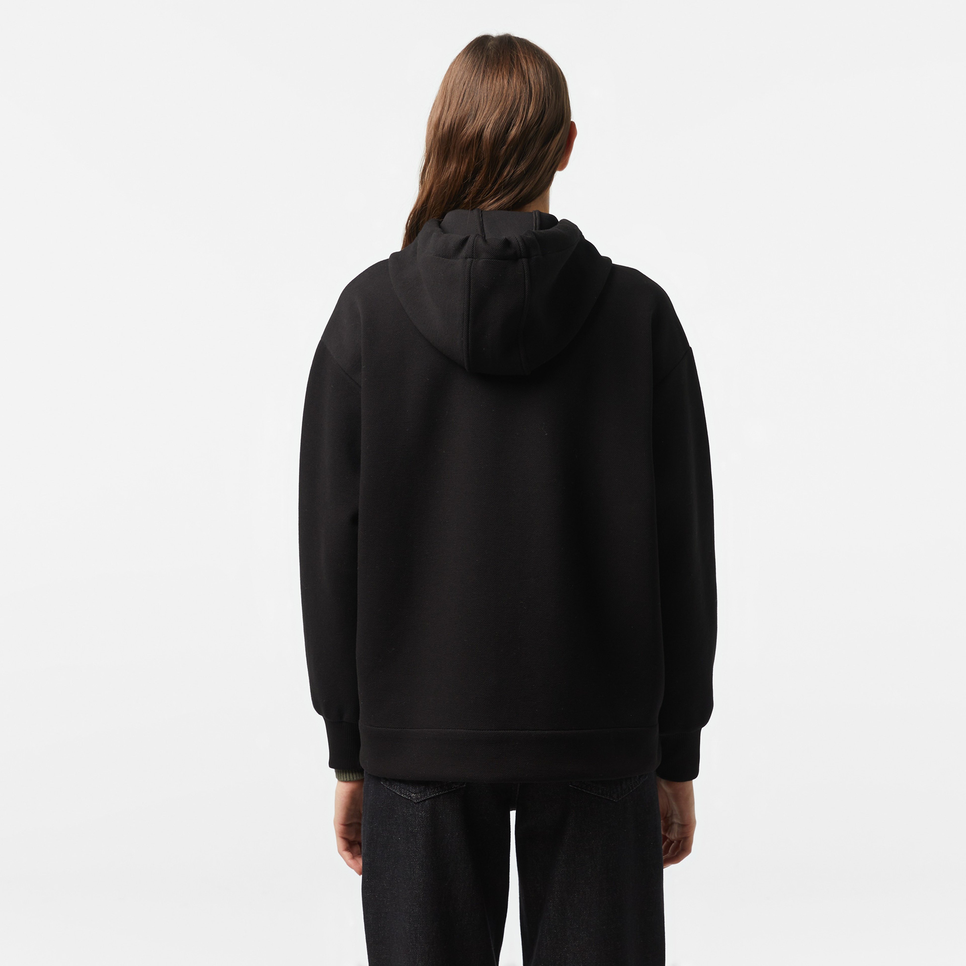 Kadın Relaxed Fit Kapüşonlu Siyah Sweatshirt