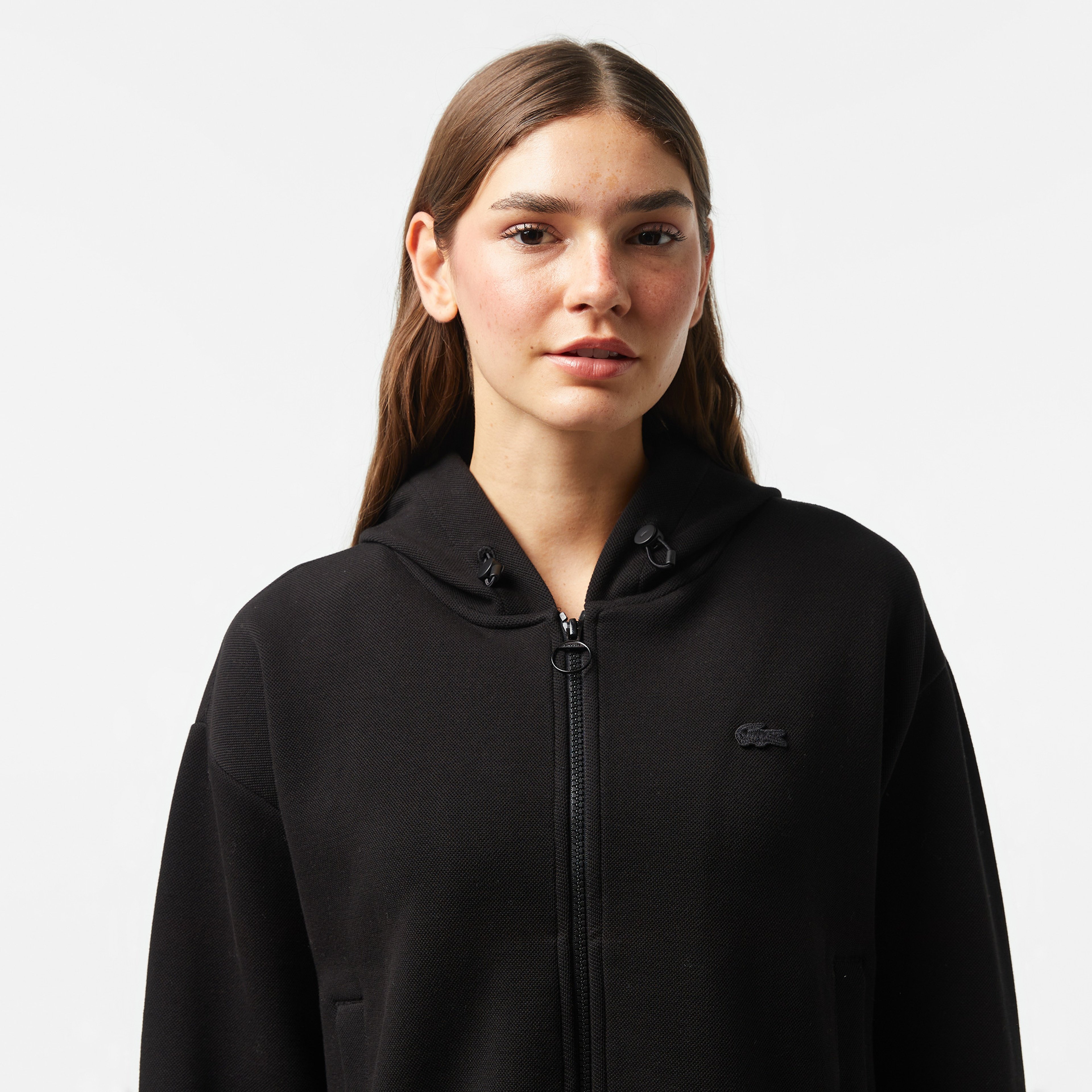 Kadın Relaxed Fit Kapüşonlu Siyah Sweatshirt