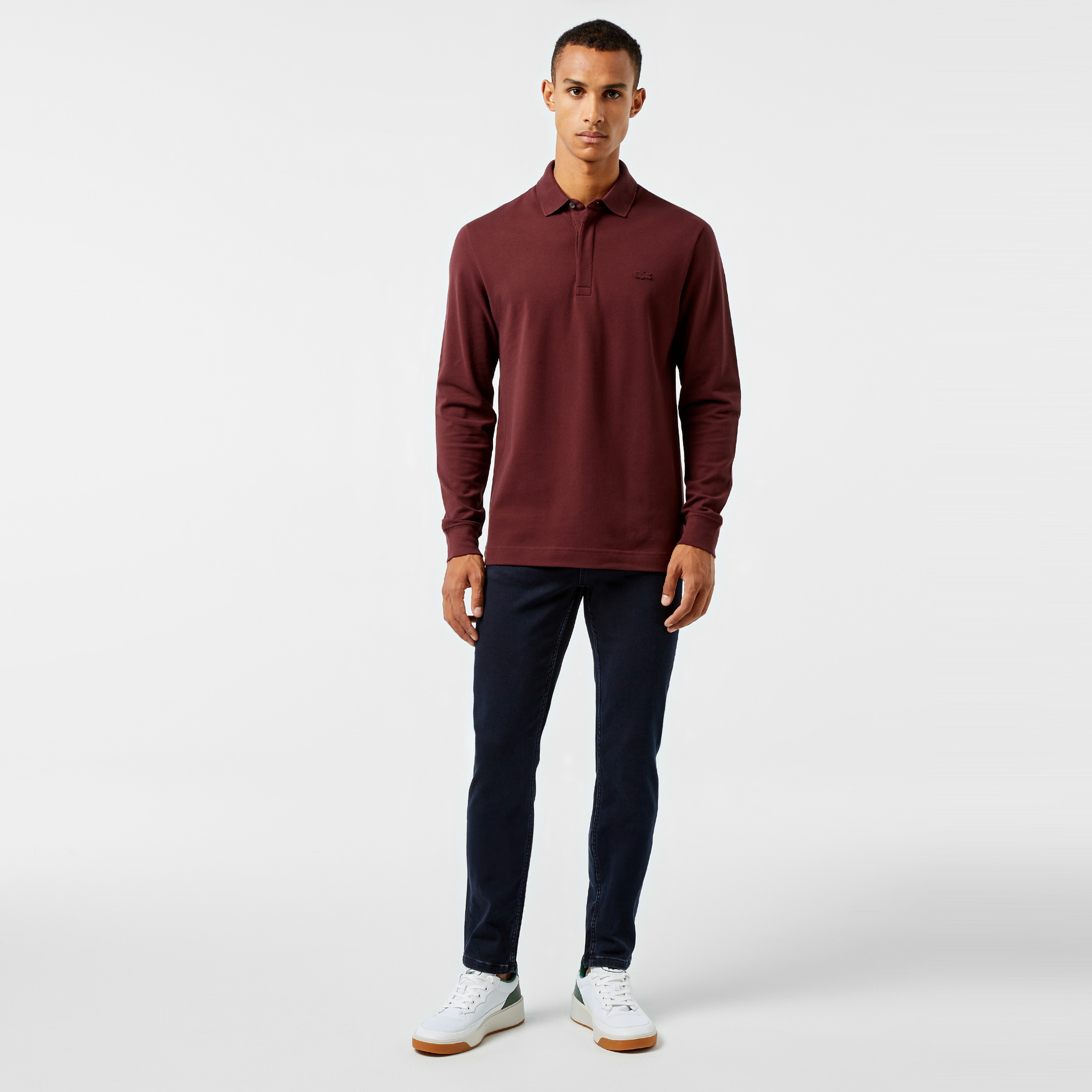 Erkek Regular Fit Uzun Kollu Bordo Paris Polo