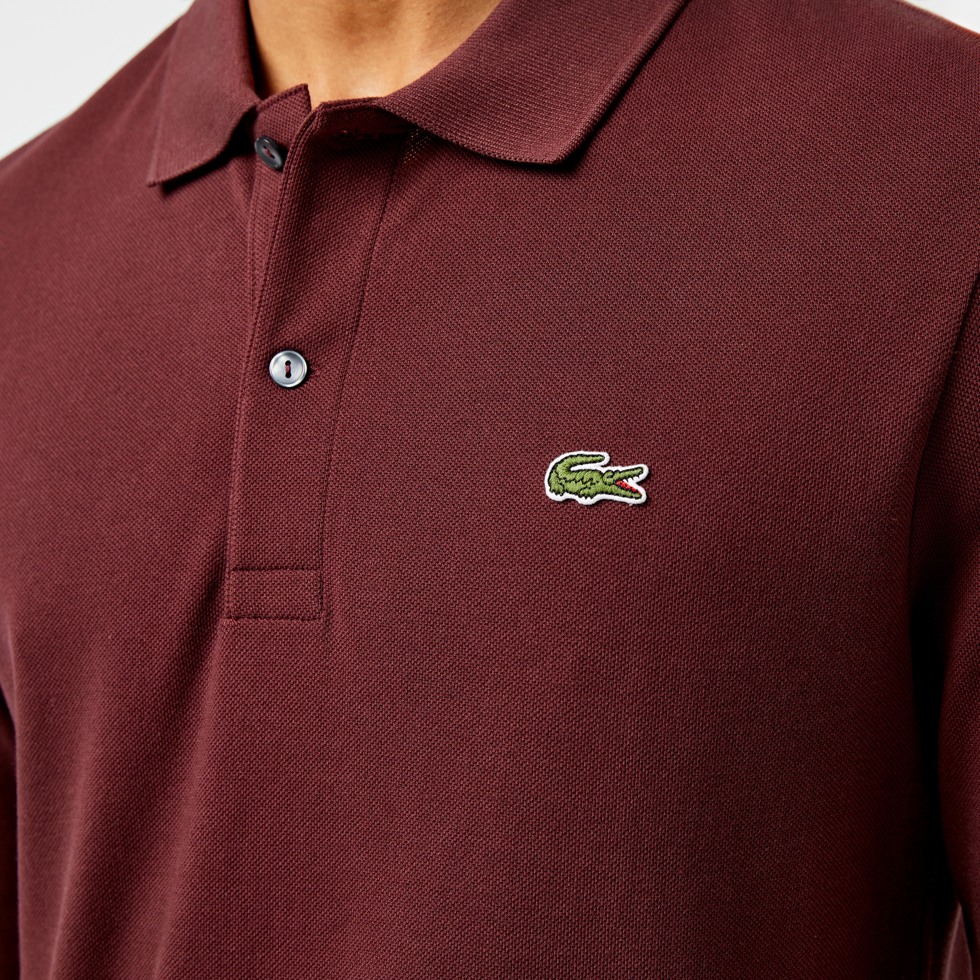 L.12.12 Erkek Slim Fit Uzun Kollu Bordo Polo