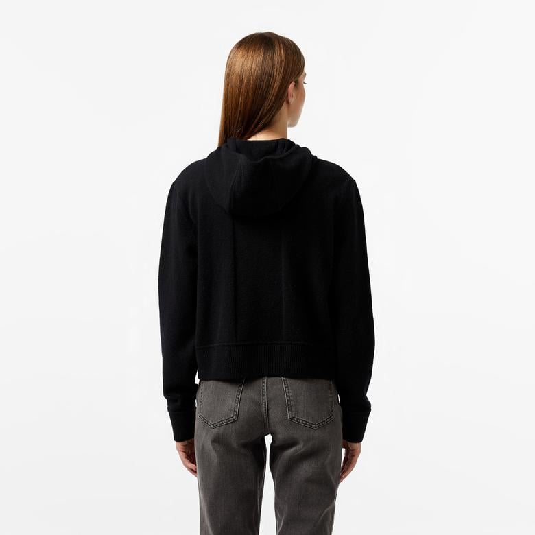 Kadın Relaxed Fit Kapüşonlu Siyah Hırka