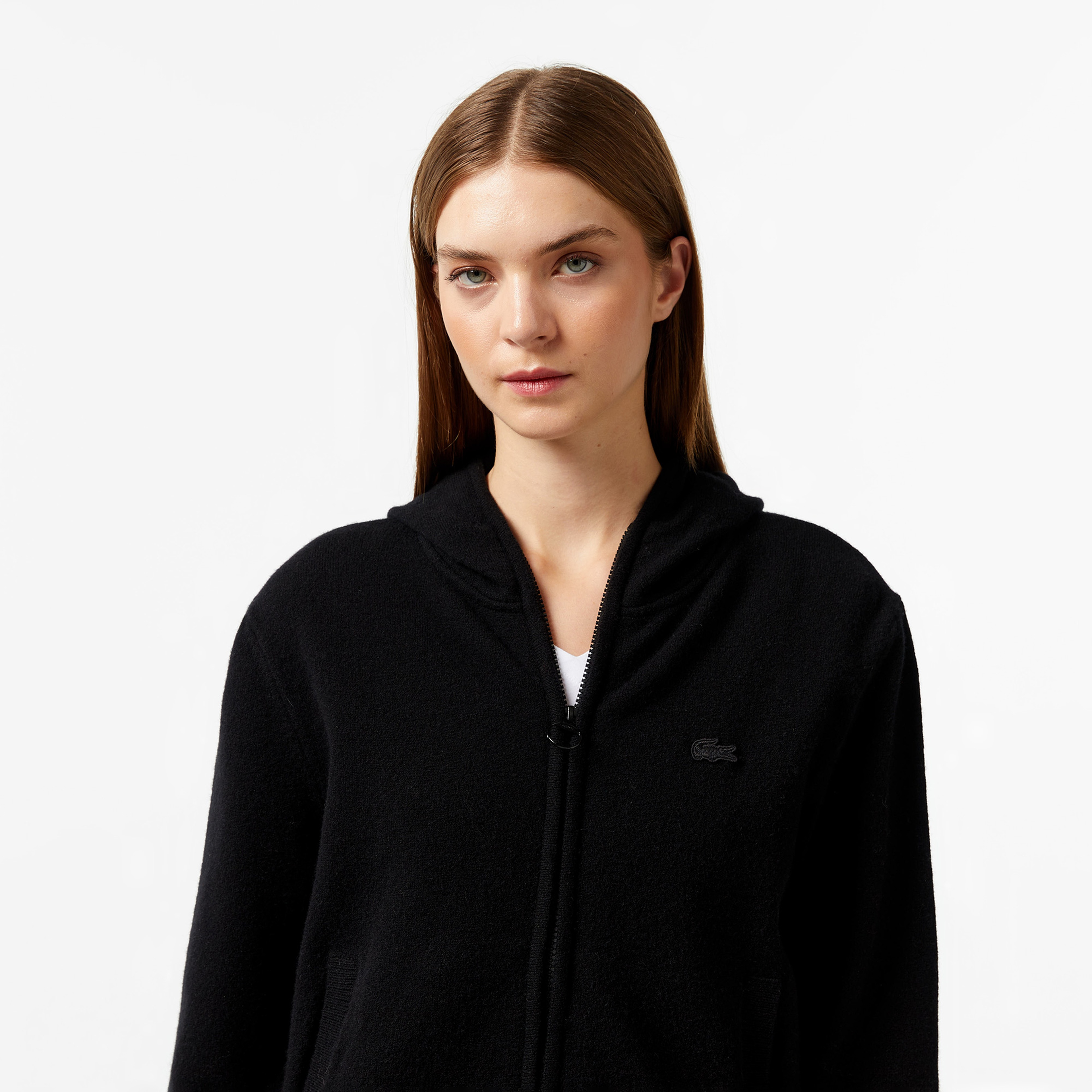 Kadın Relaxed Fit Kapüşonlu Siyah Hırka