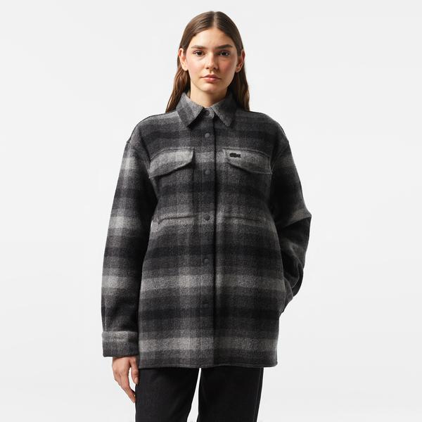 Kadın Relaxed Fit Gömlek Yaka Siyah Ceket