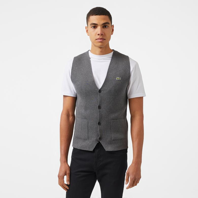 Erkek Classic Fit Gri Triko Yelek