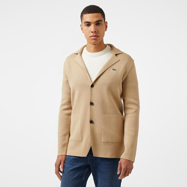 Lacoste Erkek Classic Fit V Yaka Kahverengi Hırka