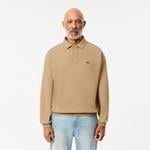 Erkek Loose Fit Polo Yaka Kahverengi Sweatshirt