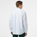 Erkek Regular Fit Düğmeli Yaka Çizgili Beyaz Gömlek