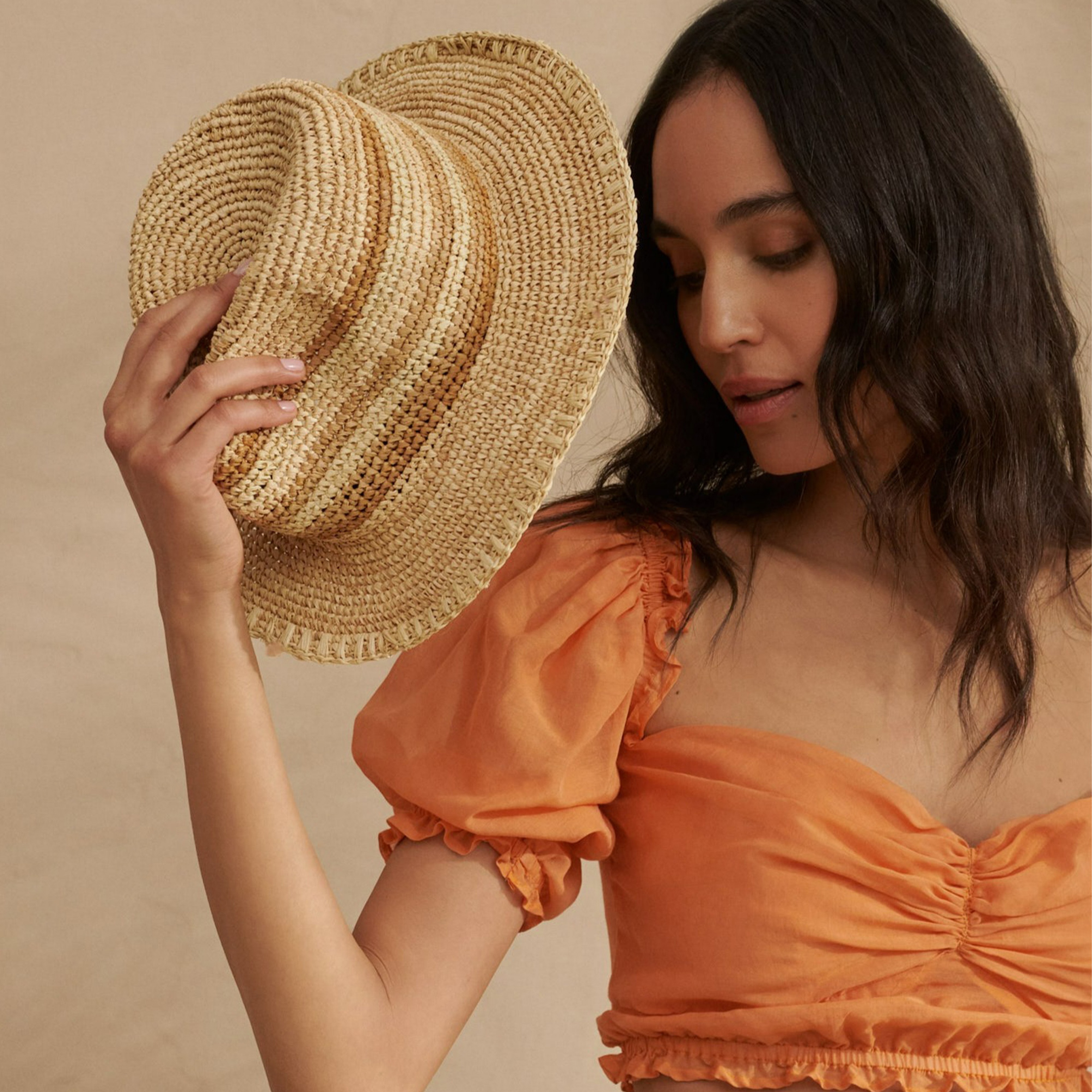 Manebi Handcrafted Raffia Panama Hat Unisex Bej Şapka