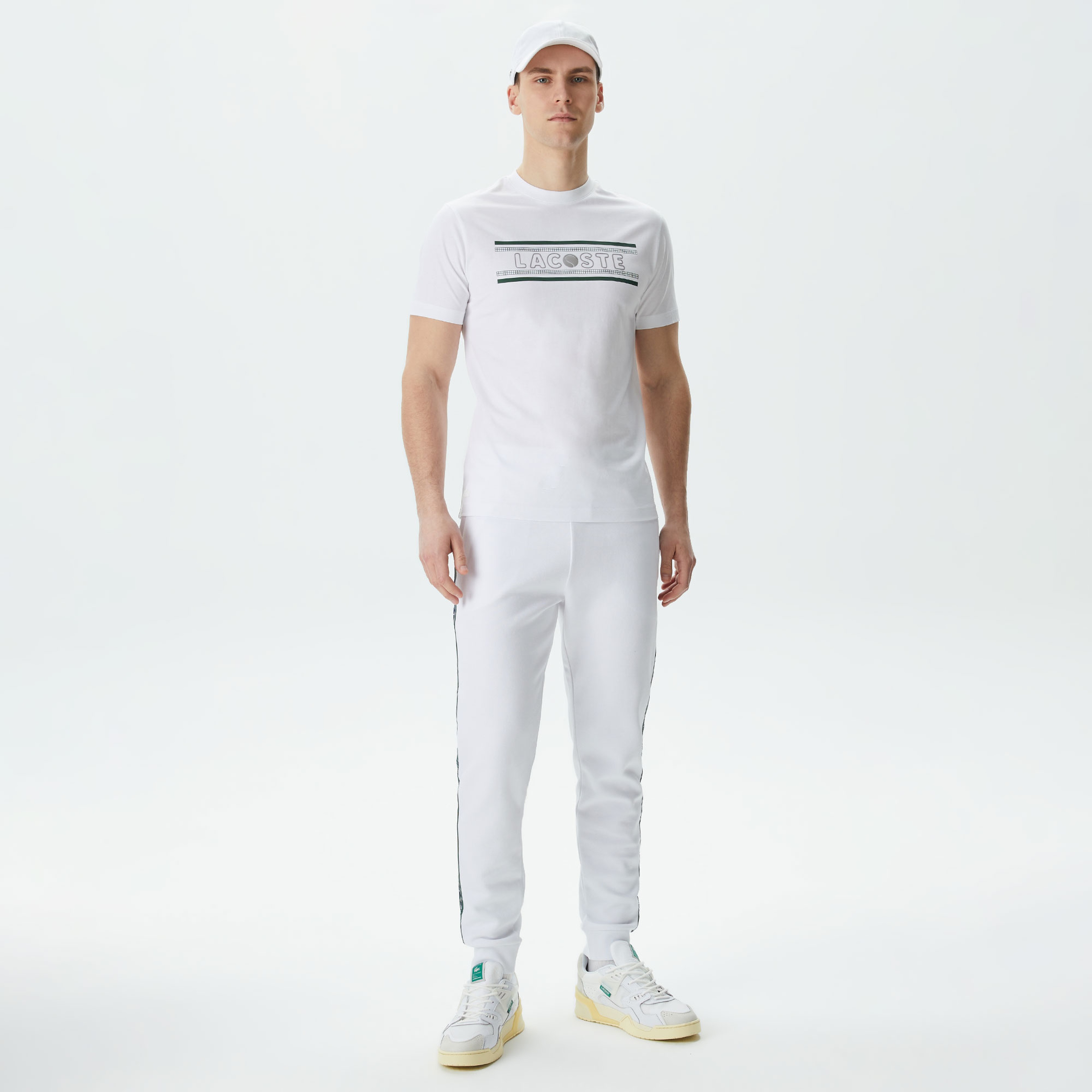 Lacoste Erkek Regular Fit Baskılı Beyaz Eşofman Altı
