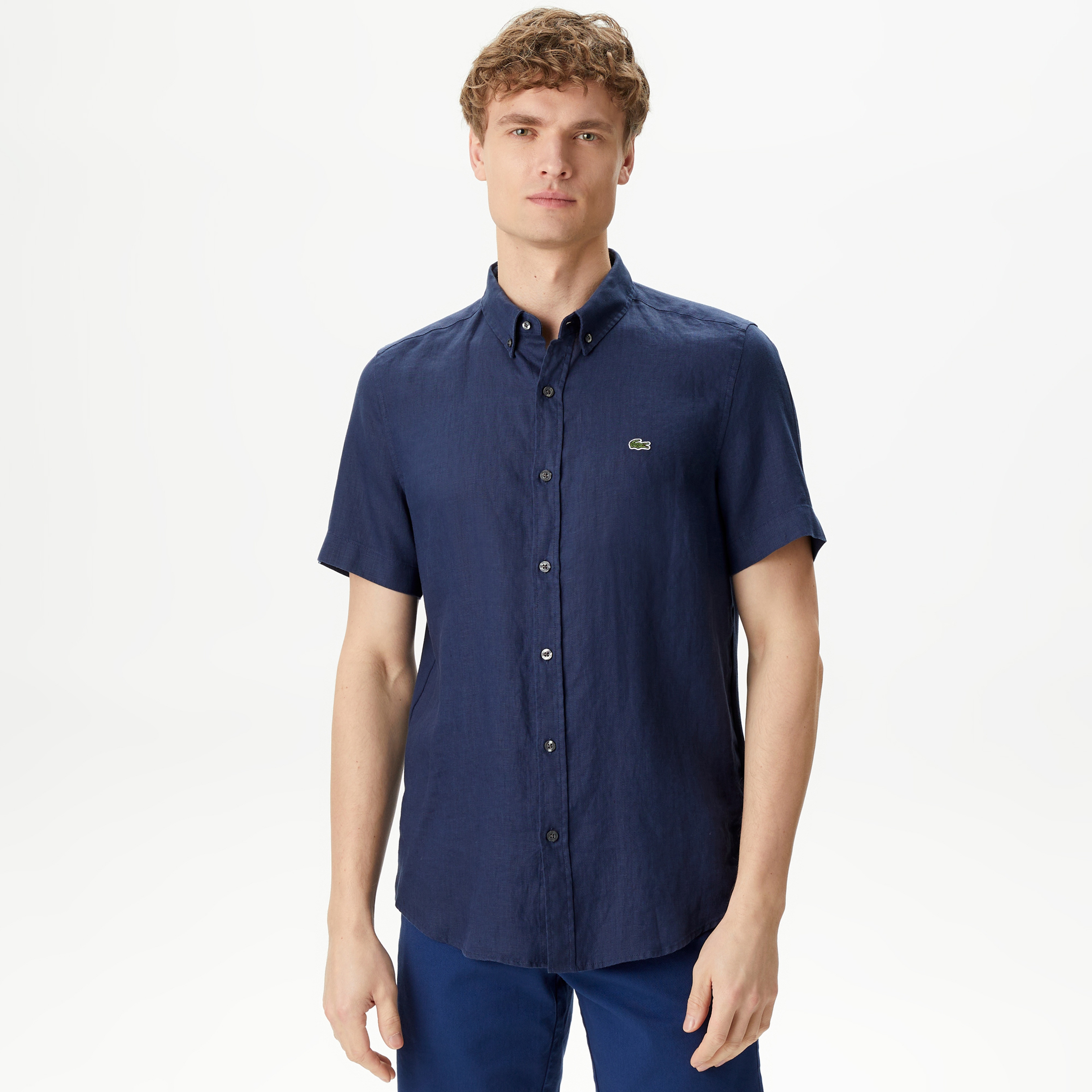 Lacoste Erkek Lacivert Kısa Kollu Gömlek