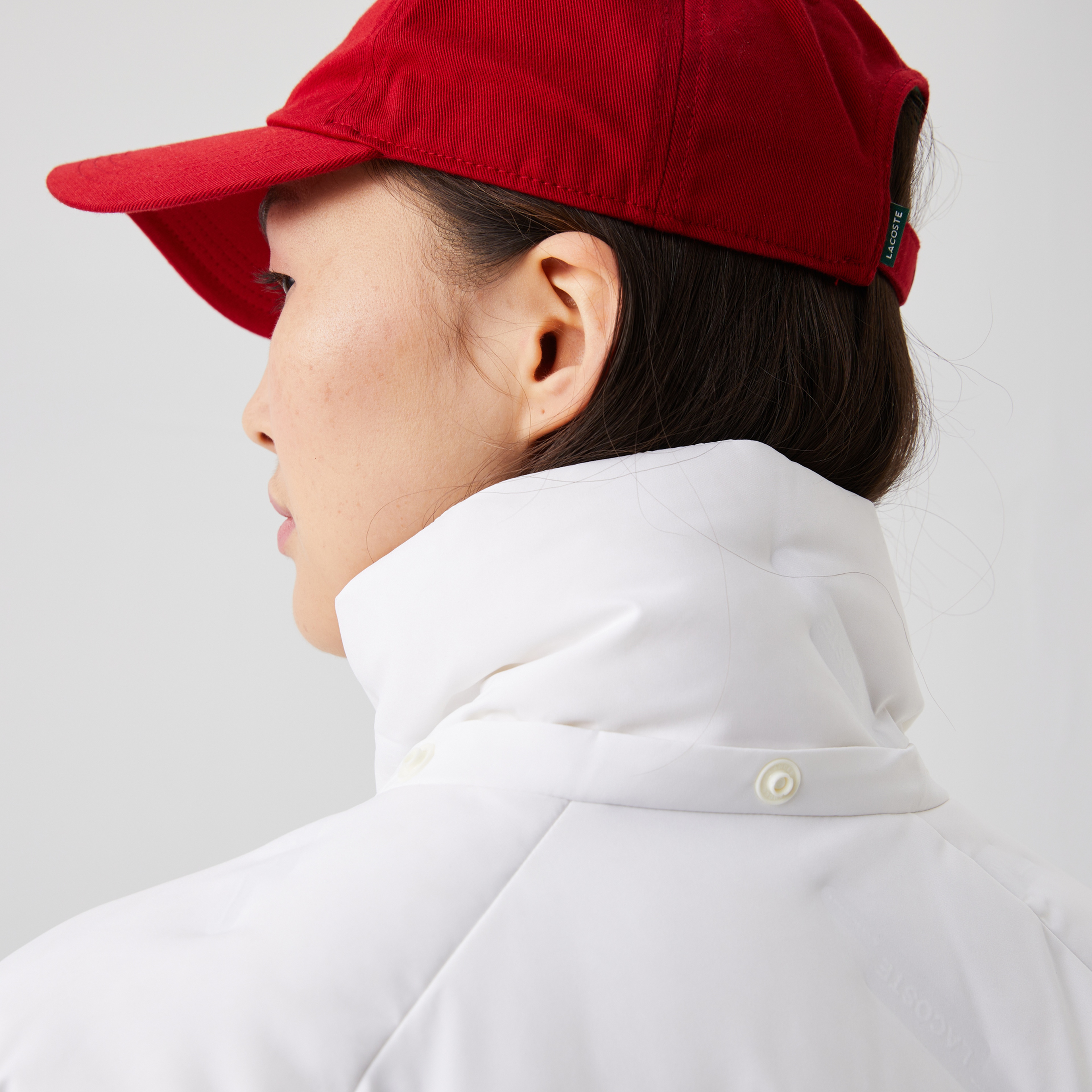 Lacoste Kadın Kapüşonlu Kapitone Beyaz Mont