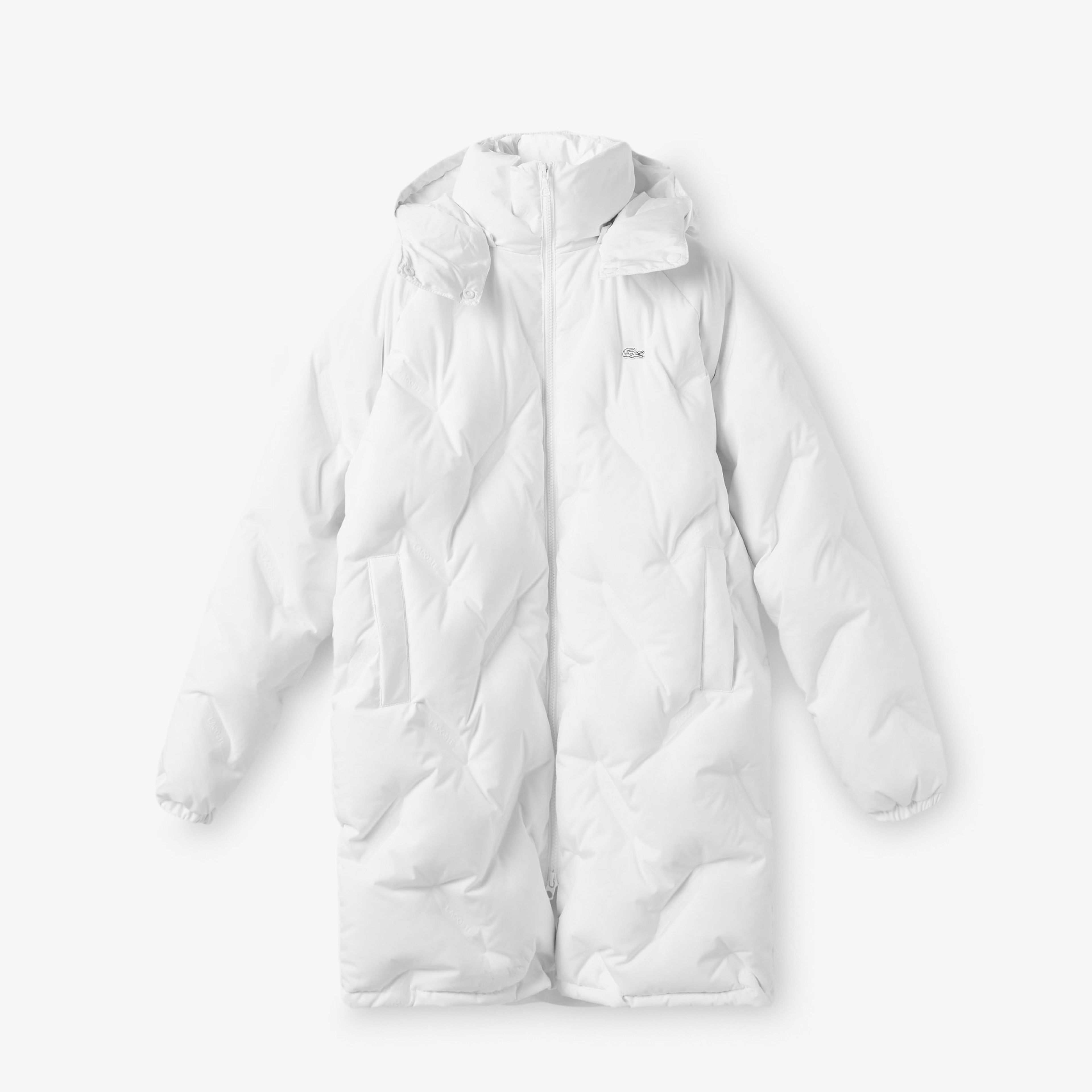 Lacoste Kadın Kapüşonlu Kapitone Beyaz Mont