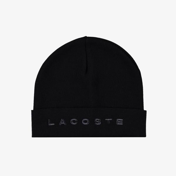 Lacoste Erkek Baskılı Yün Siyah Bere