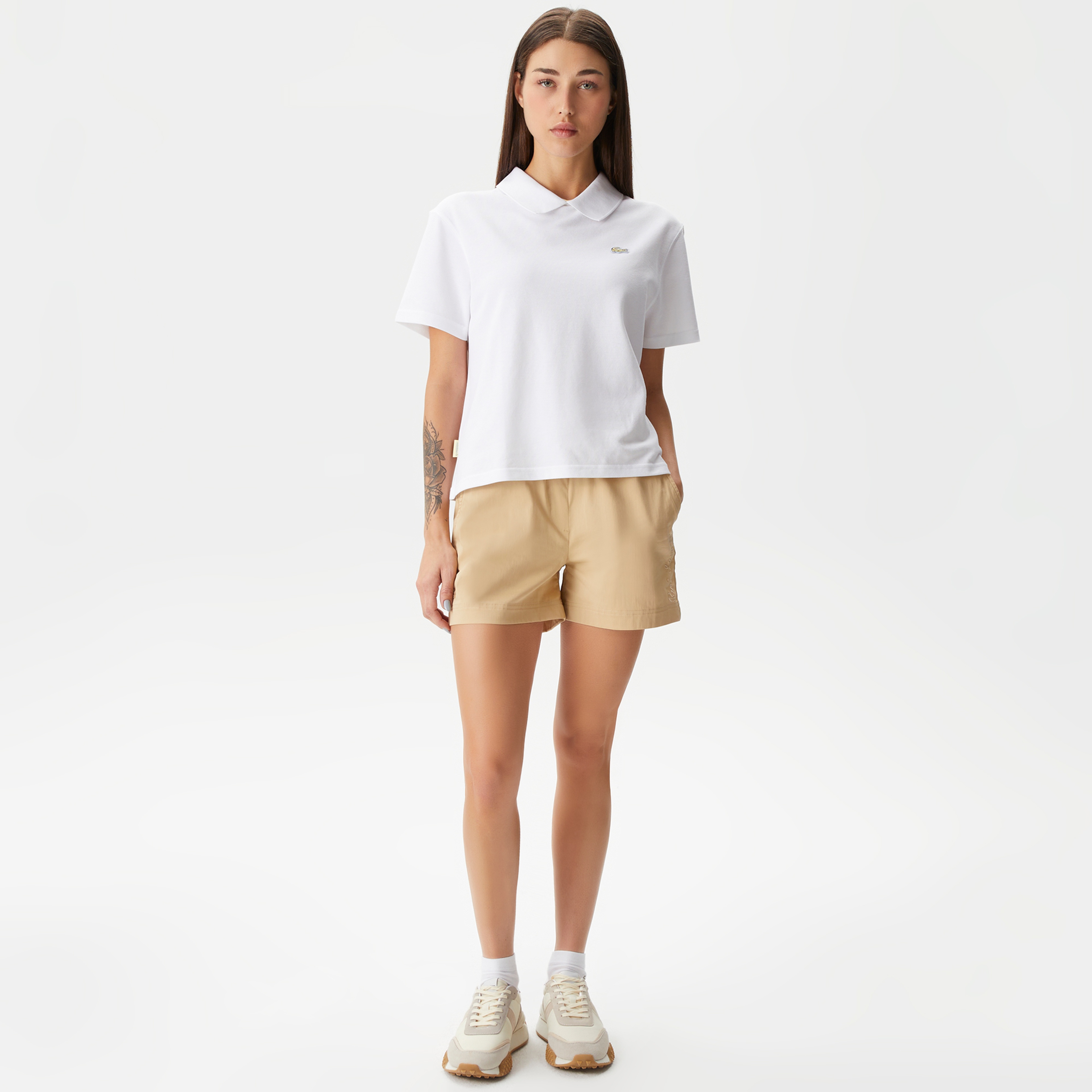 Lacoste Kadın Regular Fit Bej Şort