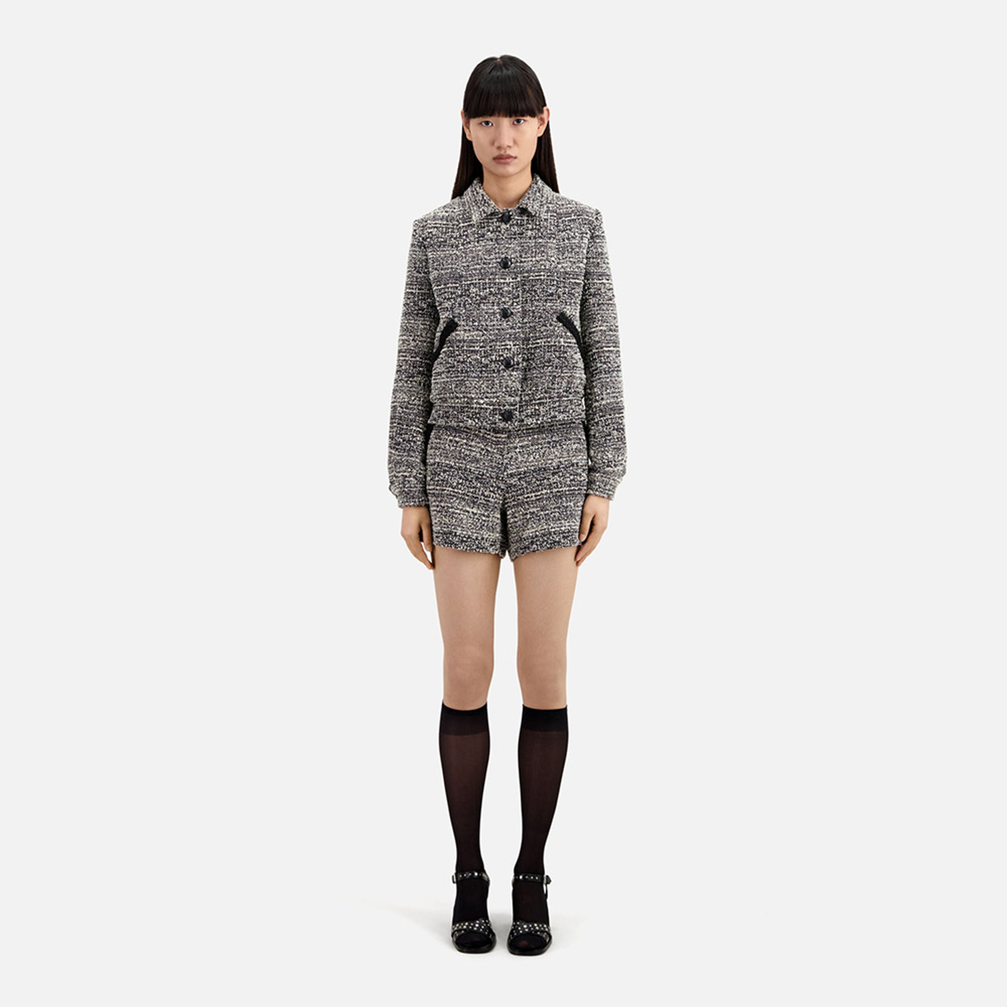 KADIN DESENLİ GRİ CEKET