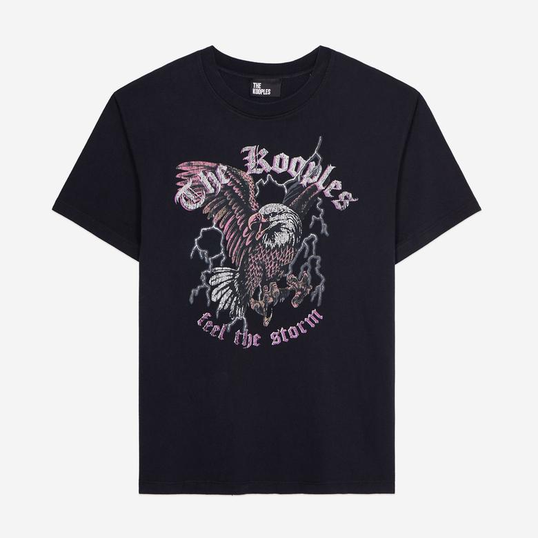 KADIN BASKILI SİYAH T-SHIRT