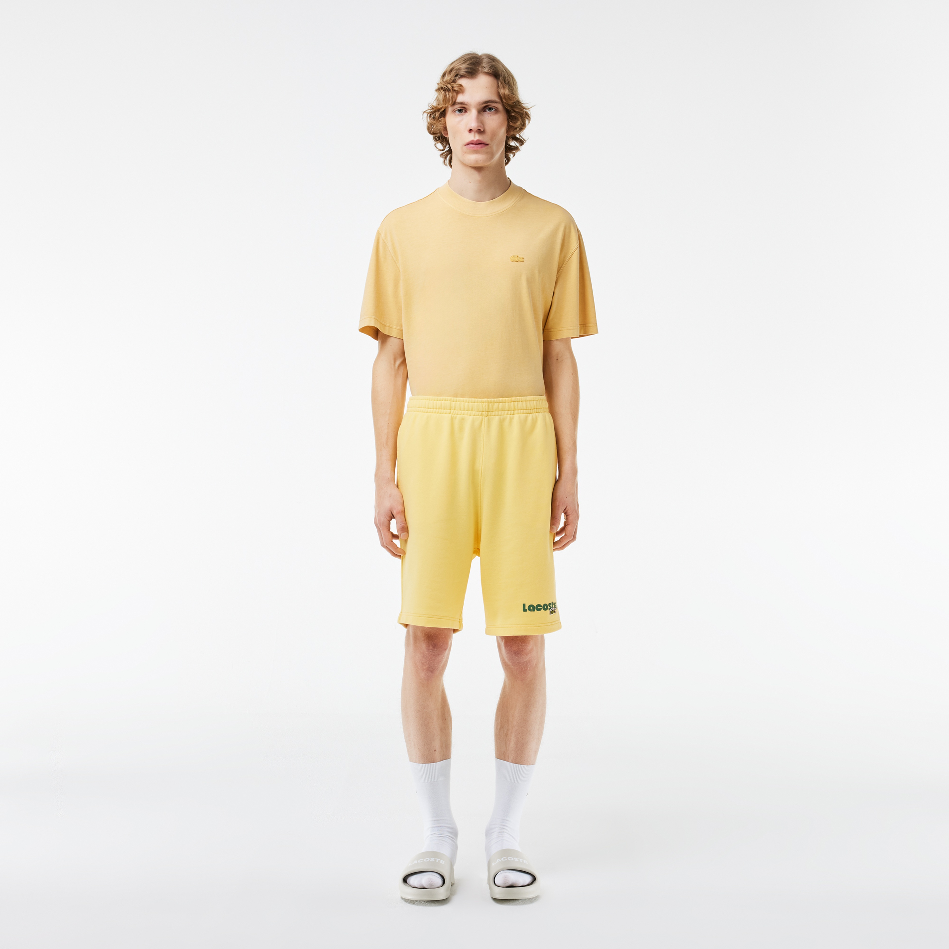 Erkek Regular Fit Baskılı Sarı Şort