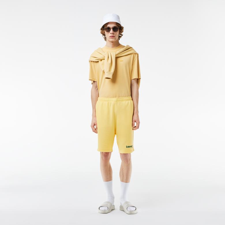 Erkek Regular Fit Baskılı Sarı Şort