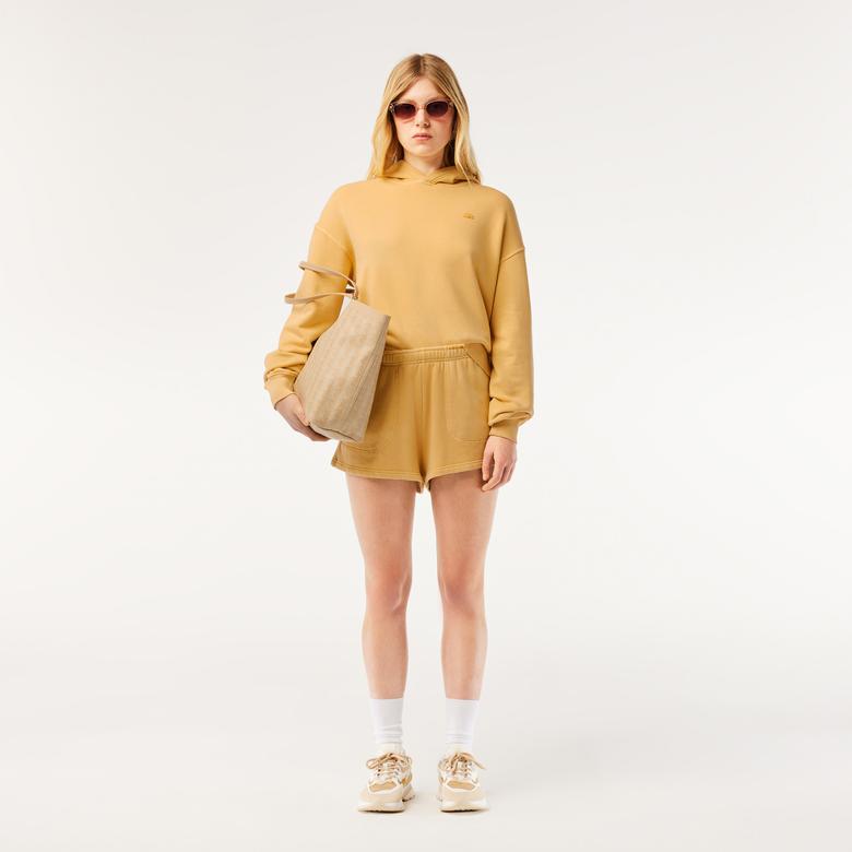 Kadın Oversize Fit Kapüşonlu Sarı Sweatshirt