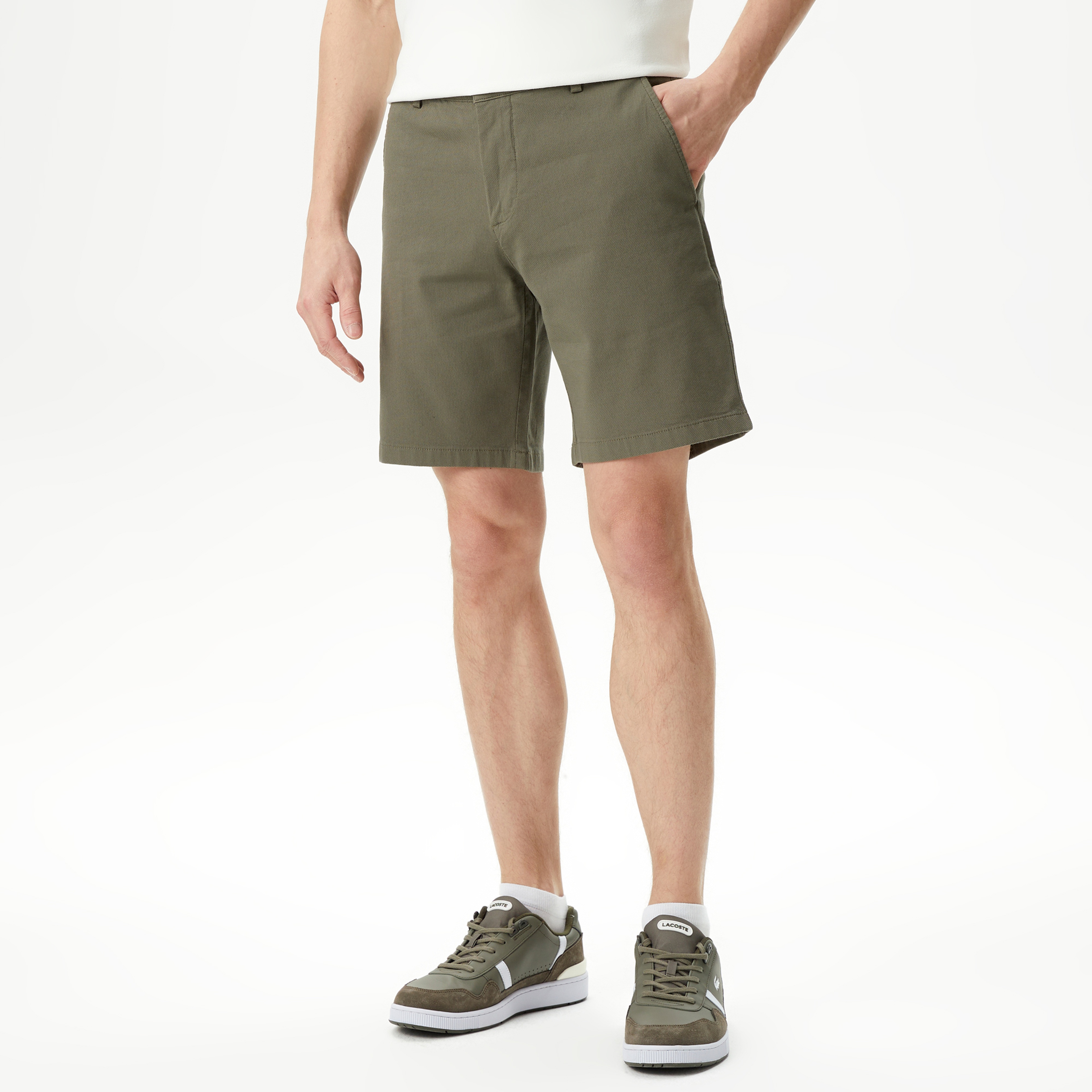 Erkek Slim Fit Haki Bermuda