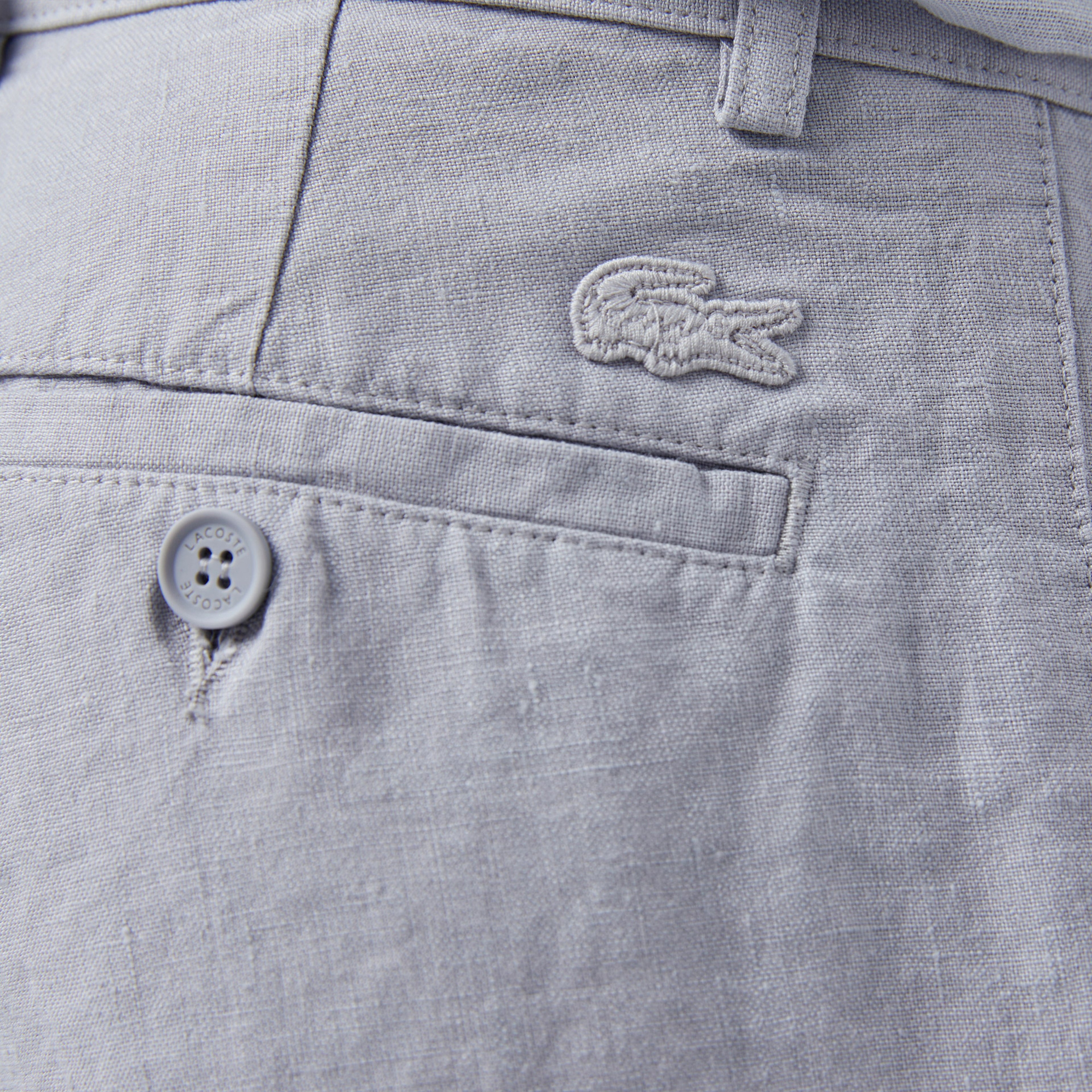 Lacoste Erkek Slim Fit Keten Mavi Bermuda