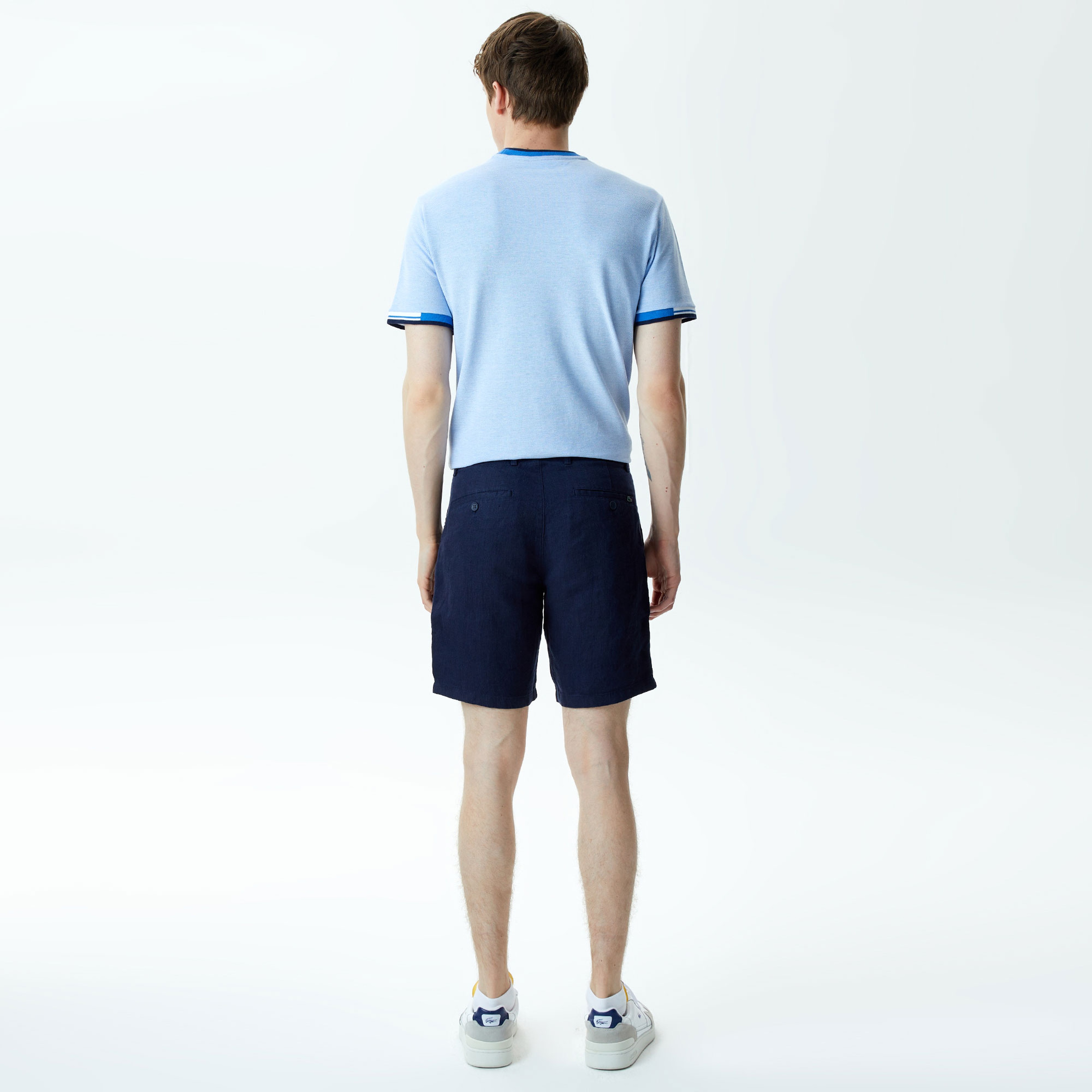 Lacoste Erkek Slim Fit Keten Lacivert Bermuda