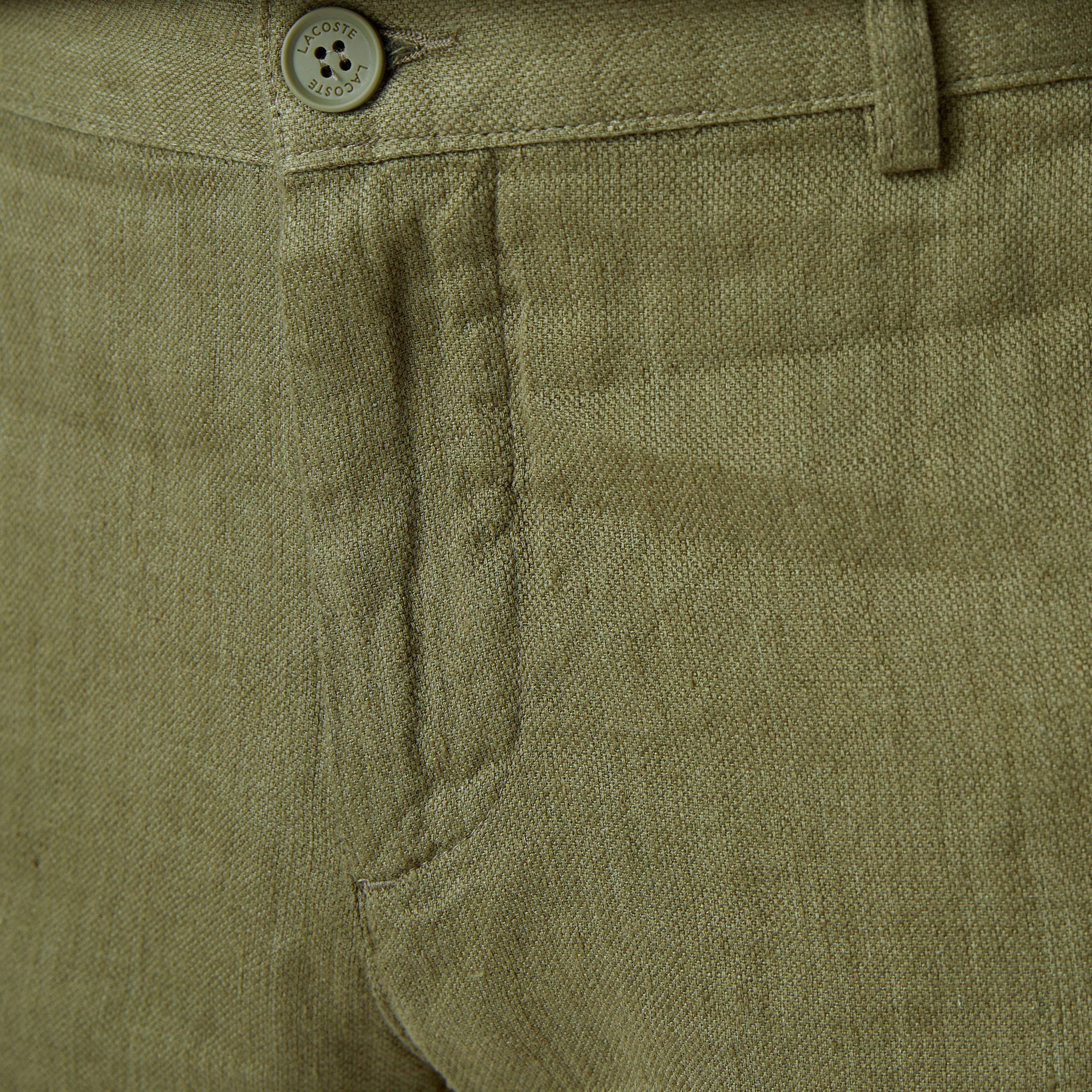 Lacoste Erkek Slim Fit Keten Haki Bermuda