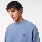 Erkek Loose Fit Bisiklet Yaka Mavi Sweatshirt