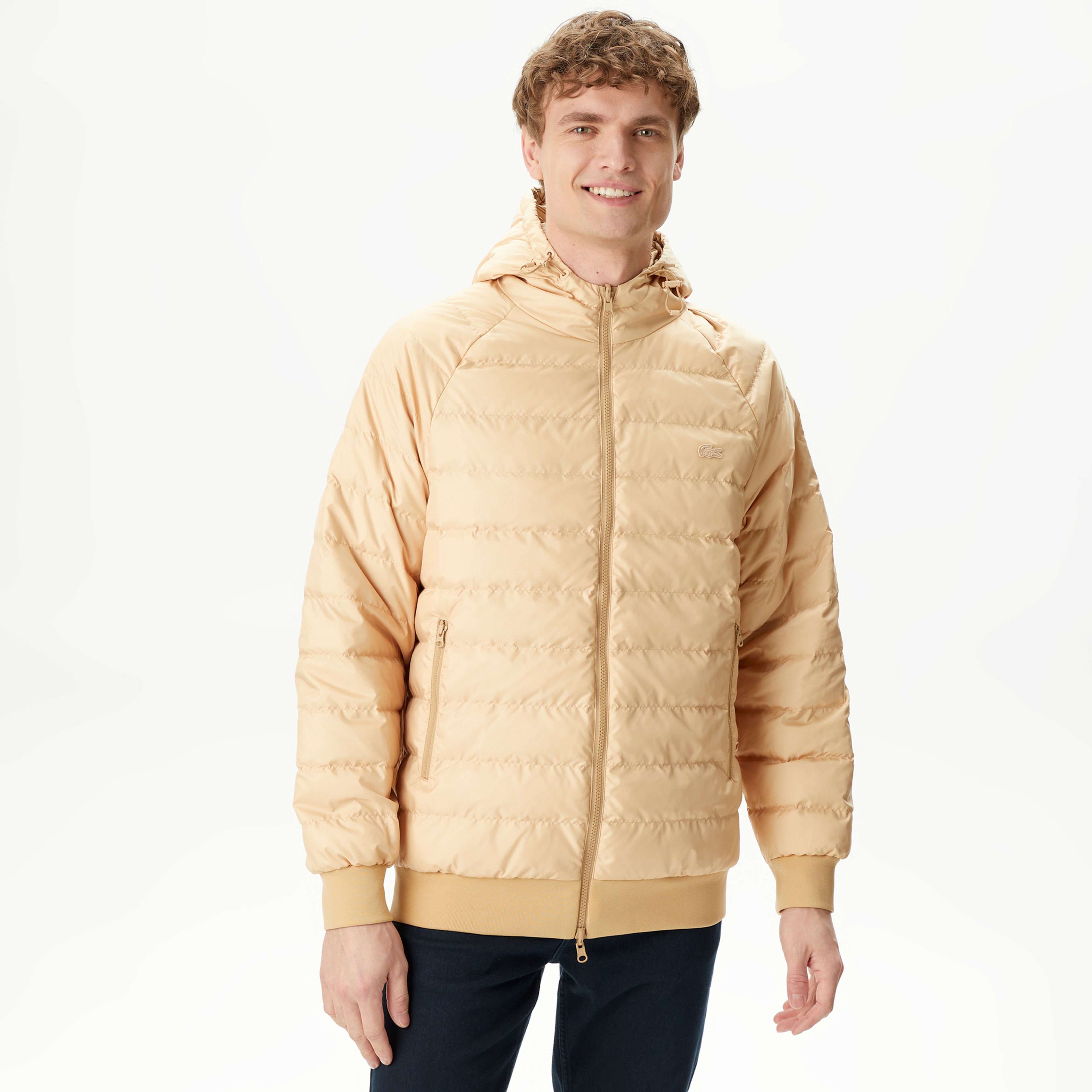 Lacoste Erkek Kapüşonlu Monogram Çift Taraflı Sarı Bomber Ceket