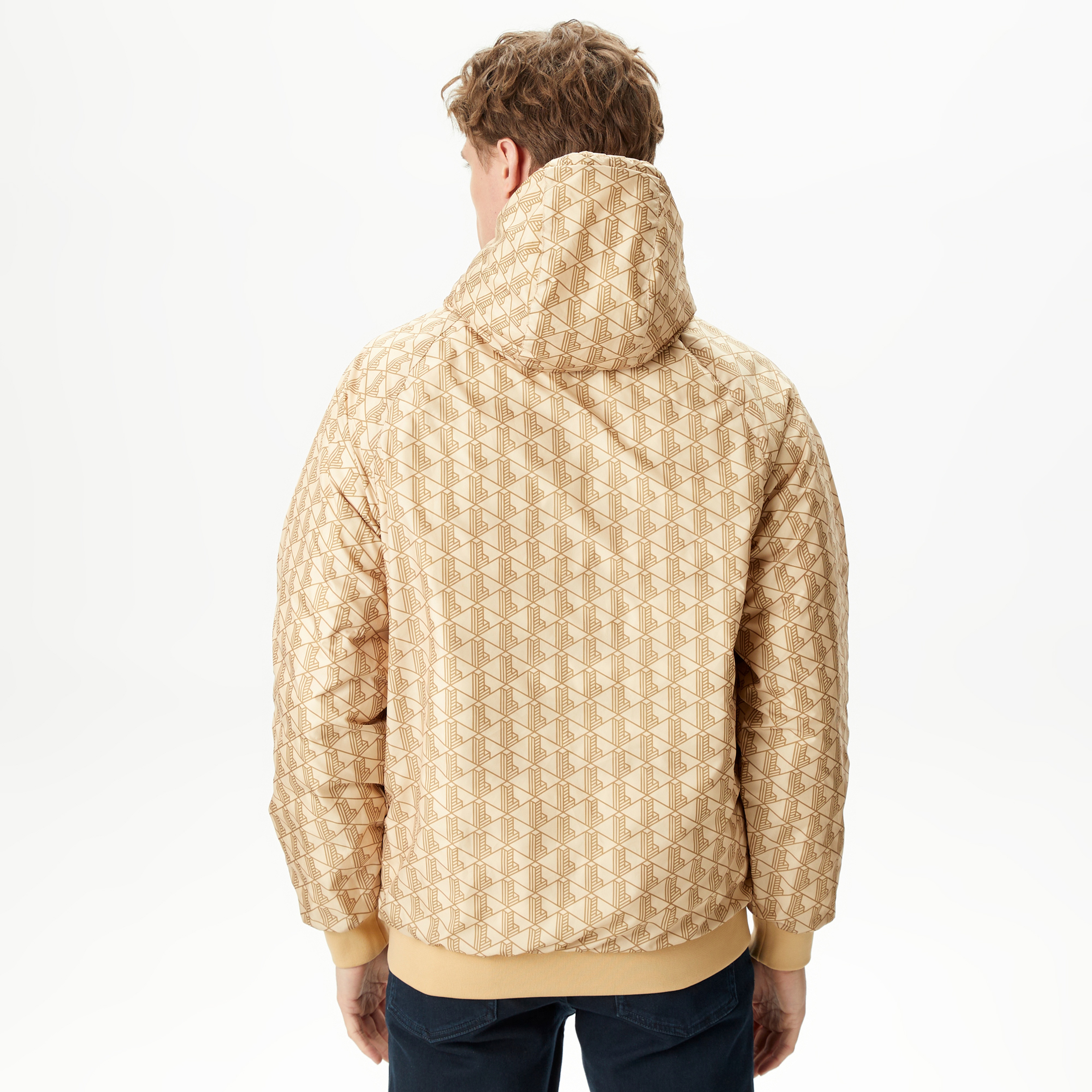 Lacoste Erkek Kapüşonlu Monogram Çift Taraflı Sarı Bomber Ceket
