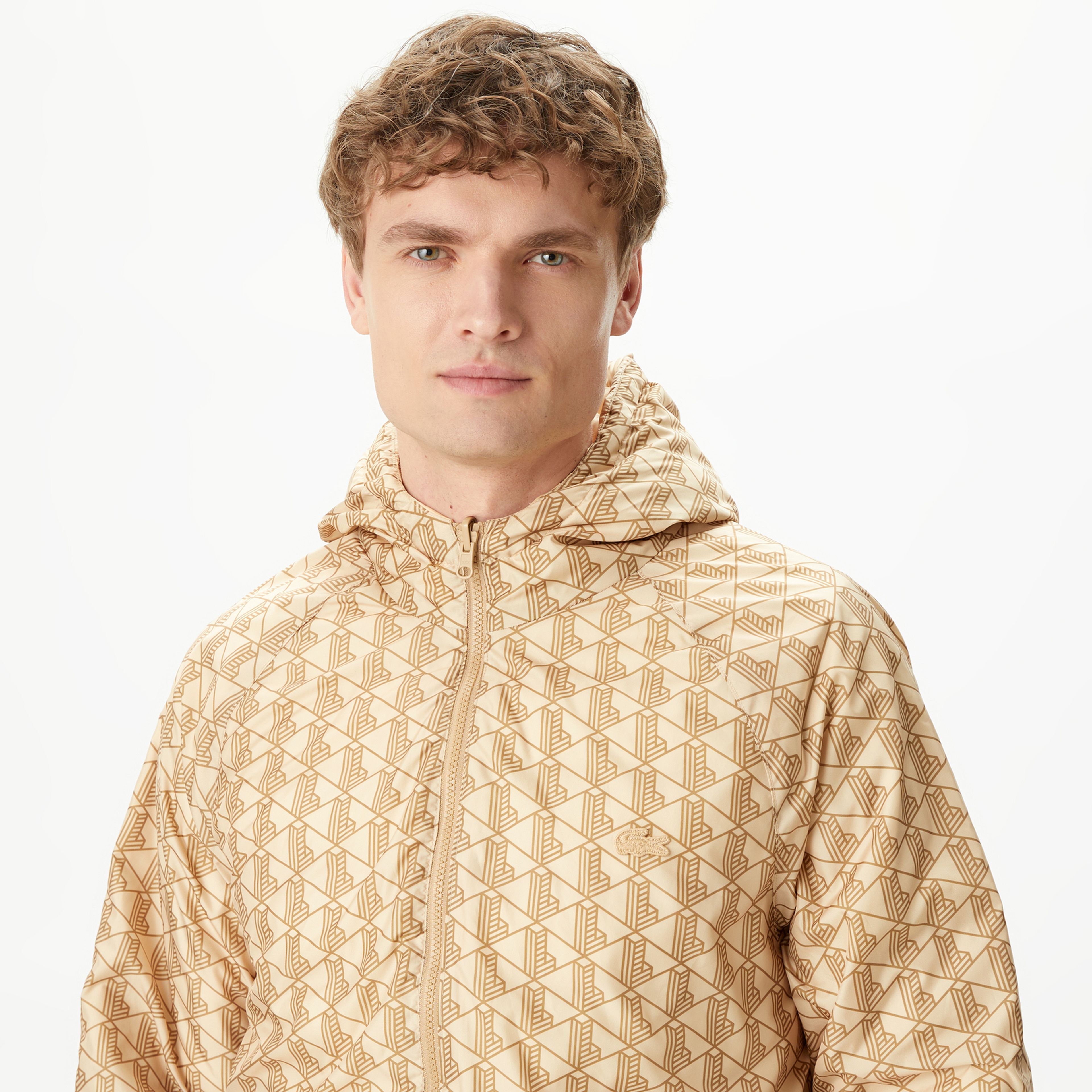 Lacoste Erkek Kapüşonlu Monogram Çift Taraflı Sarı Bomber Ceket