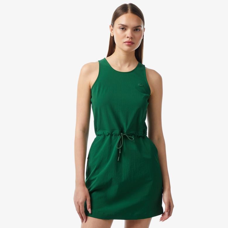 Kadın Straight Fit Kolsuz Yeşil Elbise