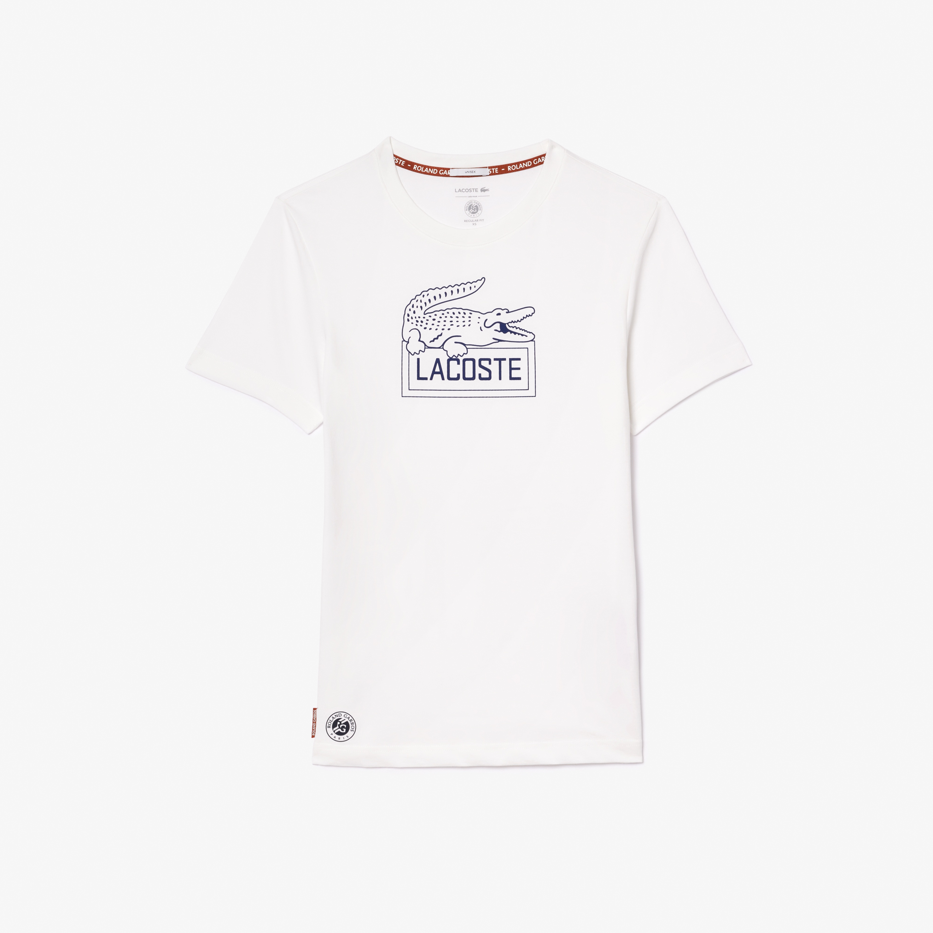 Roland Garros Unisex Regular Fit Bisiklet Yaka Baskılı Beyaz T-Shirt