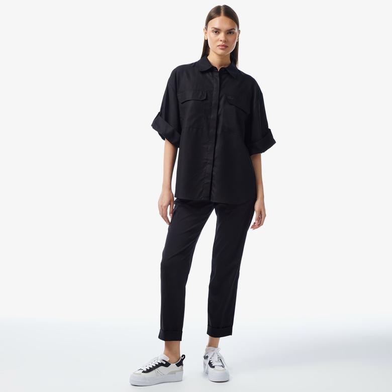 Kadın Regular Fit Siyah Pantolon